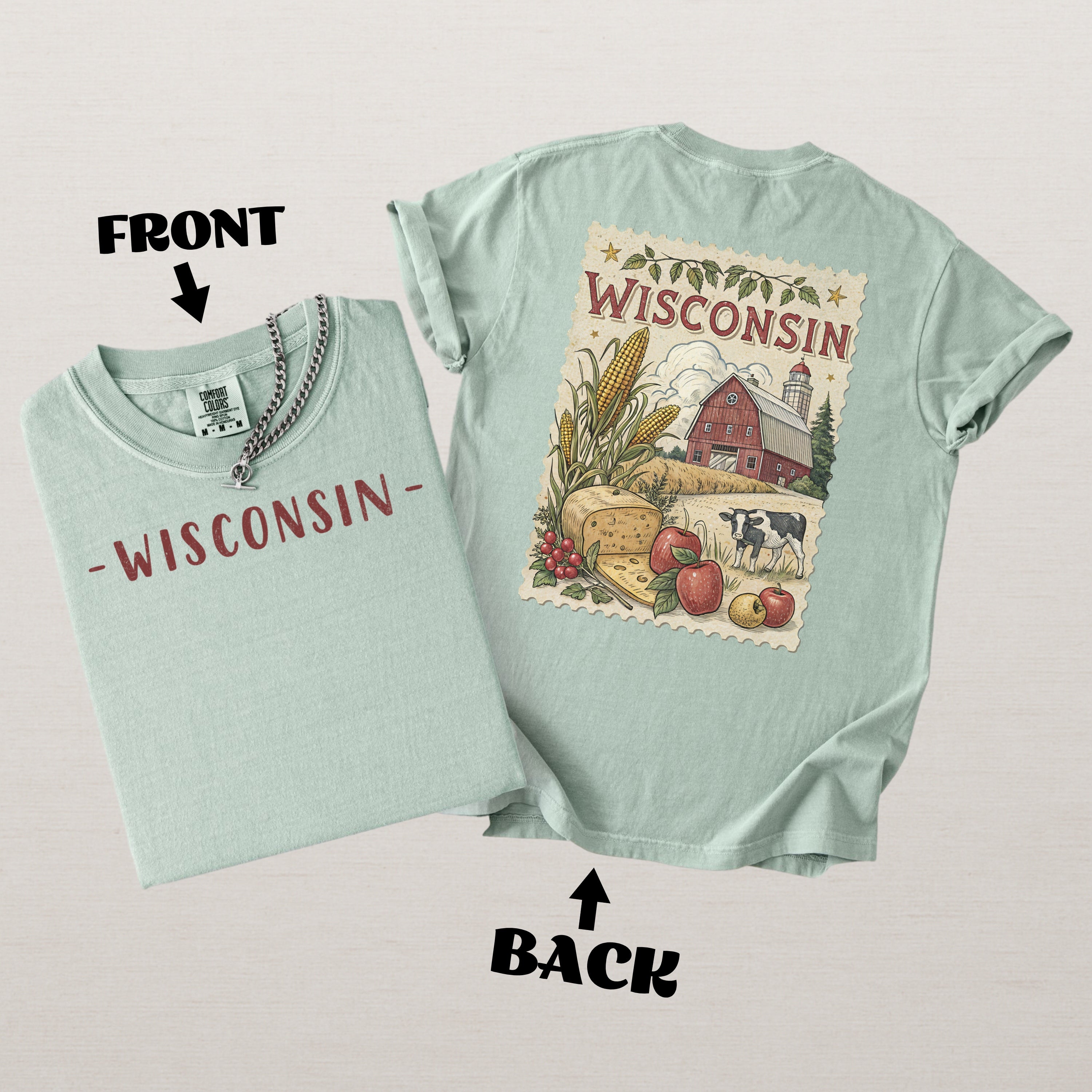 Vintage Wisconsin Comfort Colors Retro Travel Stamp Souvenir T-Shirt