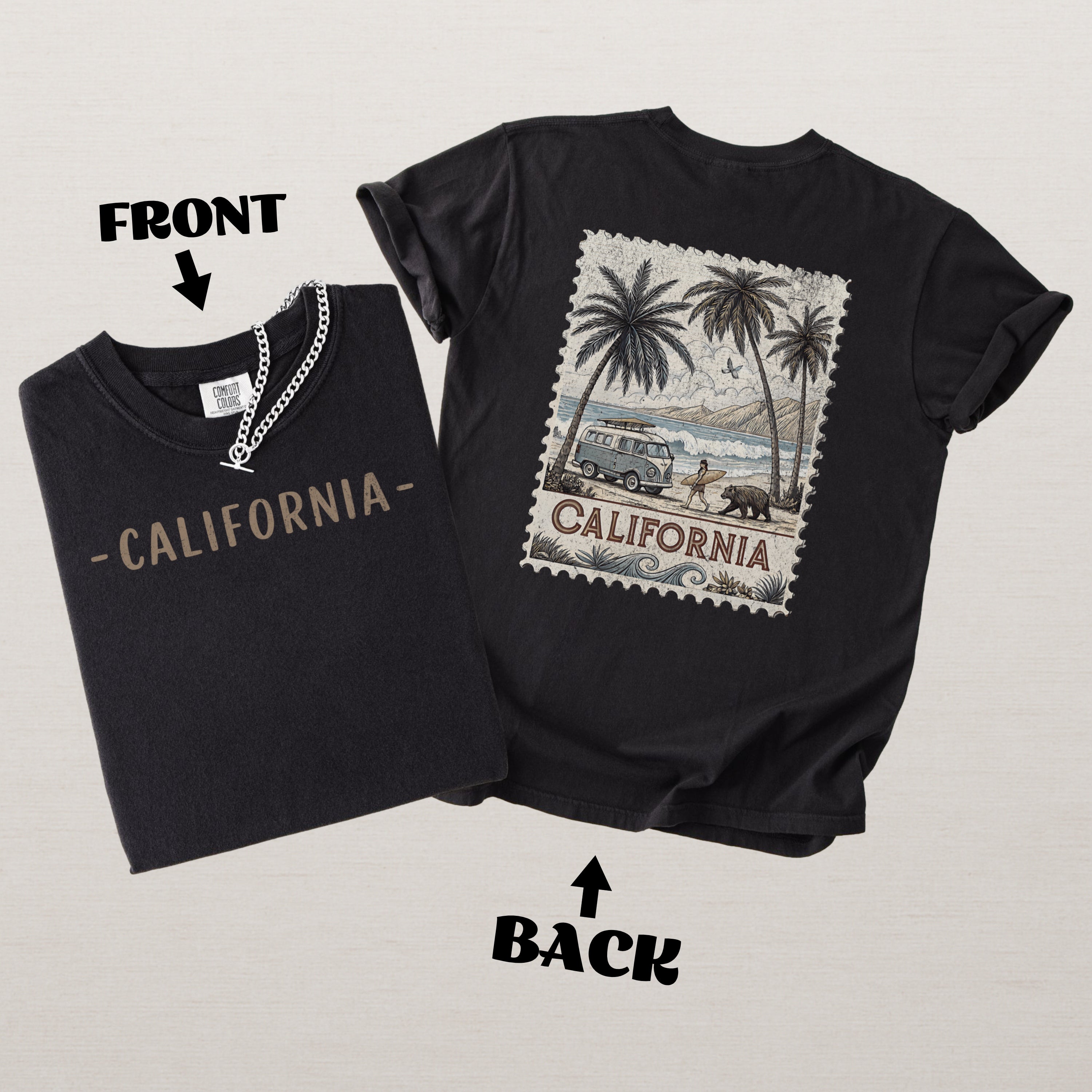 Vintage California Comfort Colors Retro Travel Stamp Souvenir T-Shirt