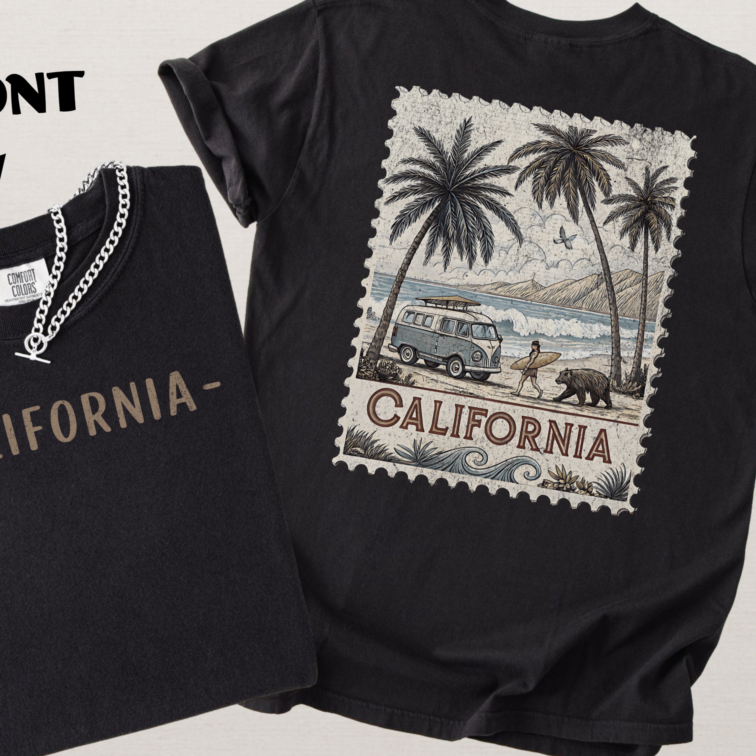 Vintage California Comfort Colors Retro Travel Stamp Souvenir T-Shirt