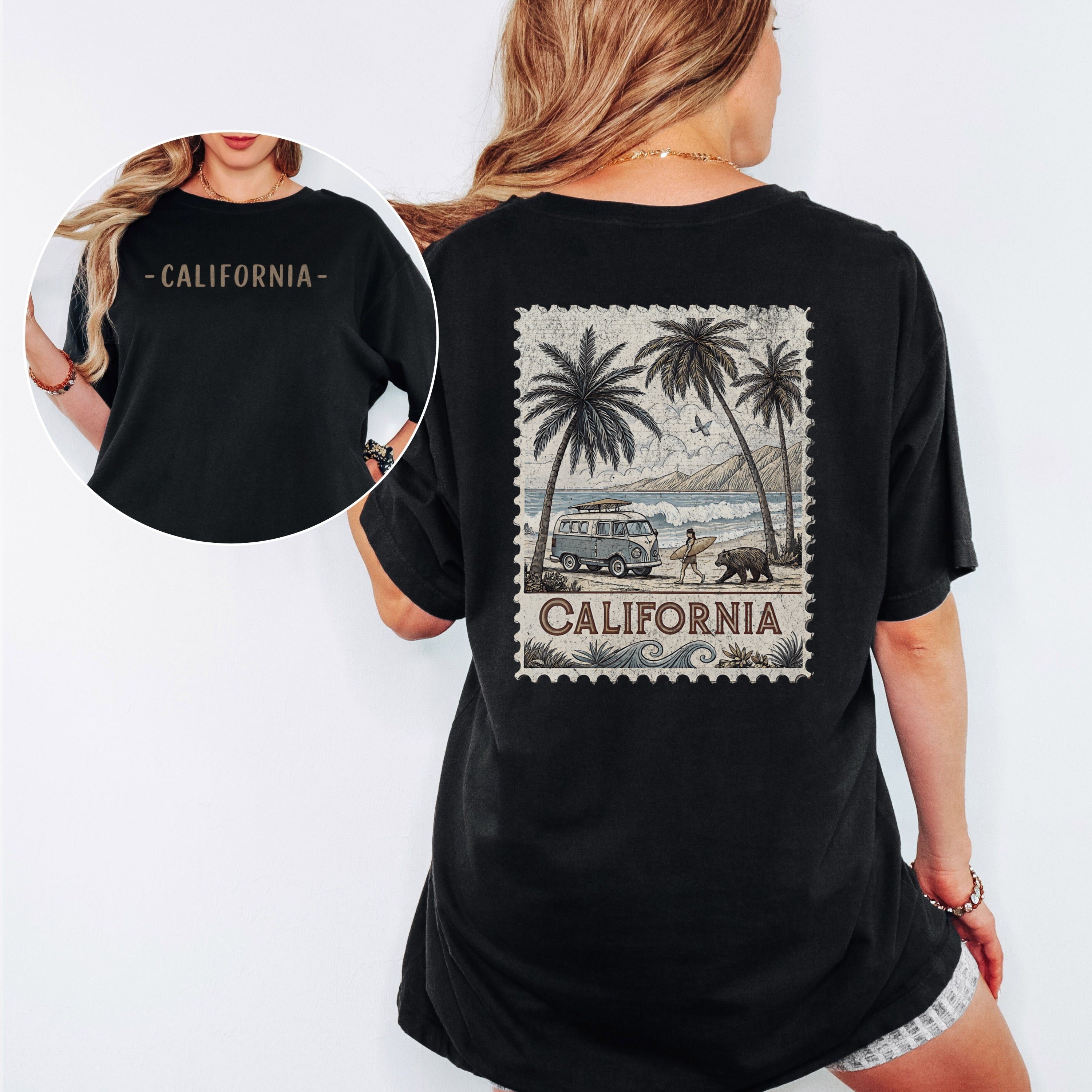 Vintage California Comfort Colors Retro Travel Stamp Souvenir T-Shirt