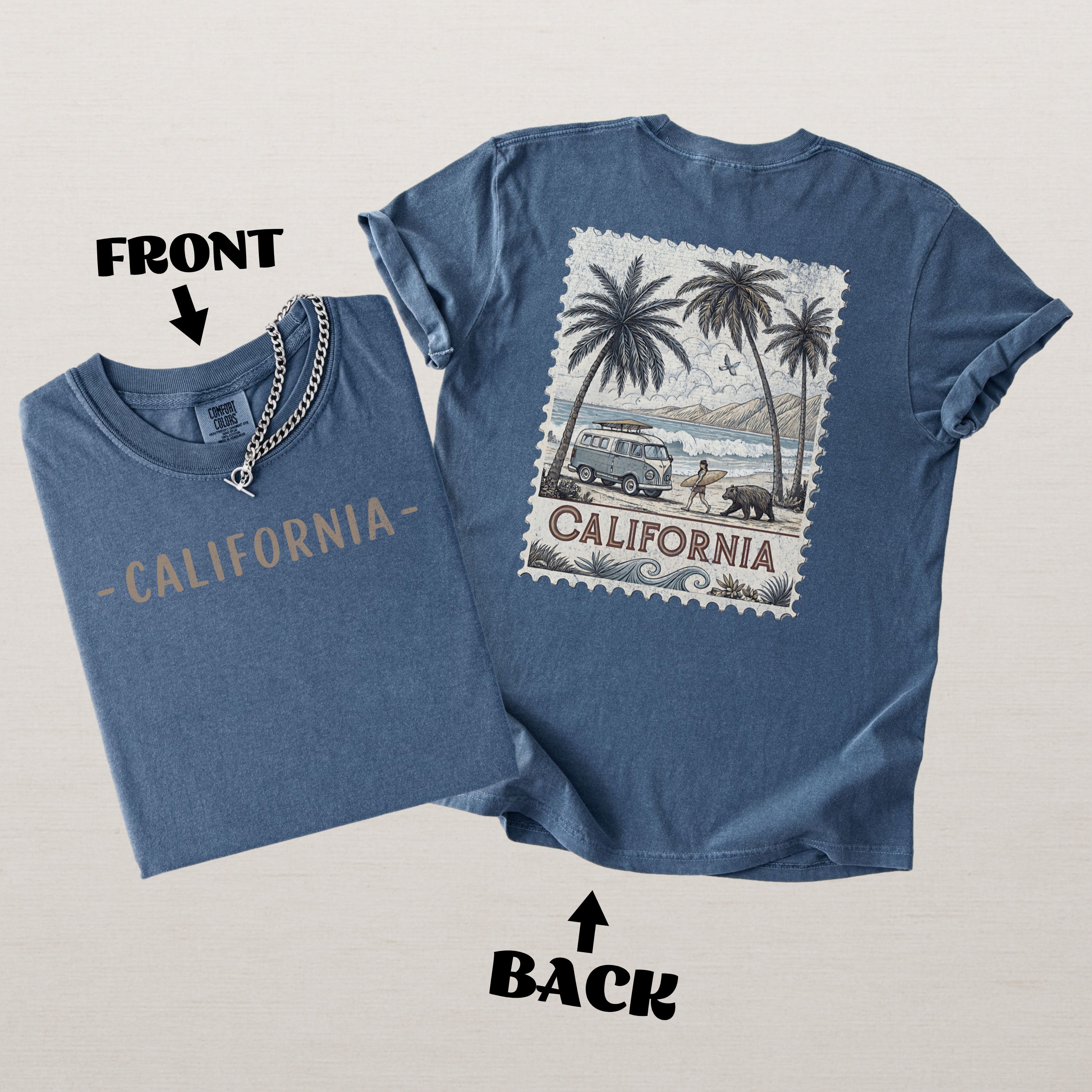 Vintage California Comfort Colors Retro Travel Stamp Souvenir T-Shirt