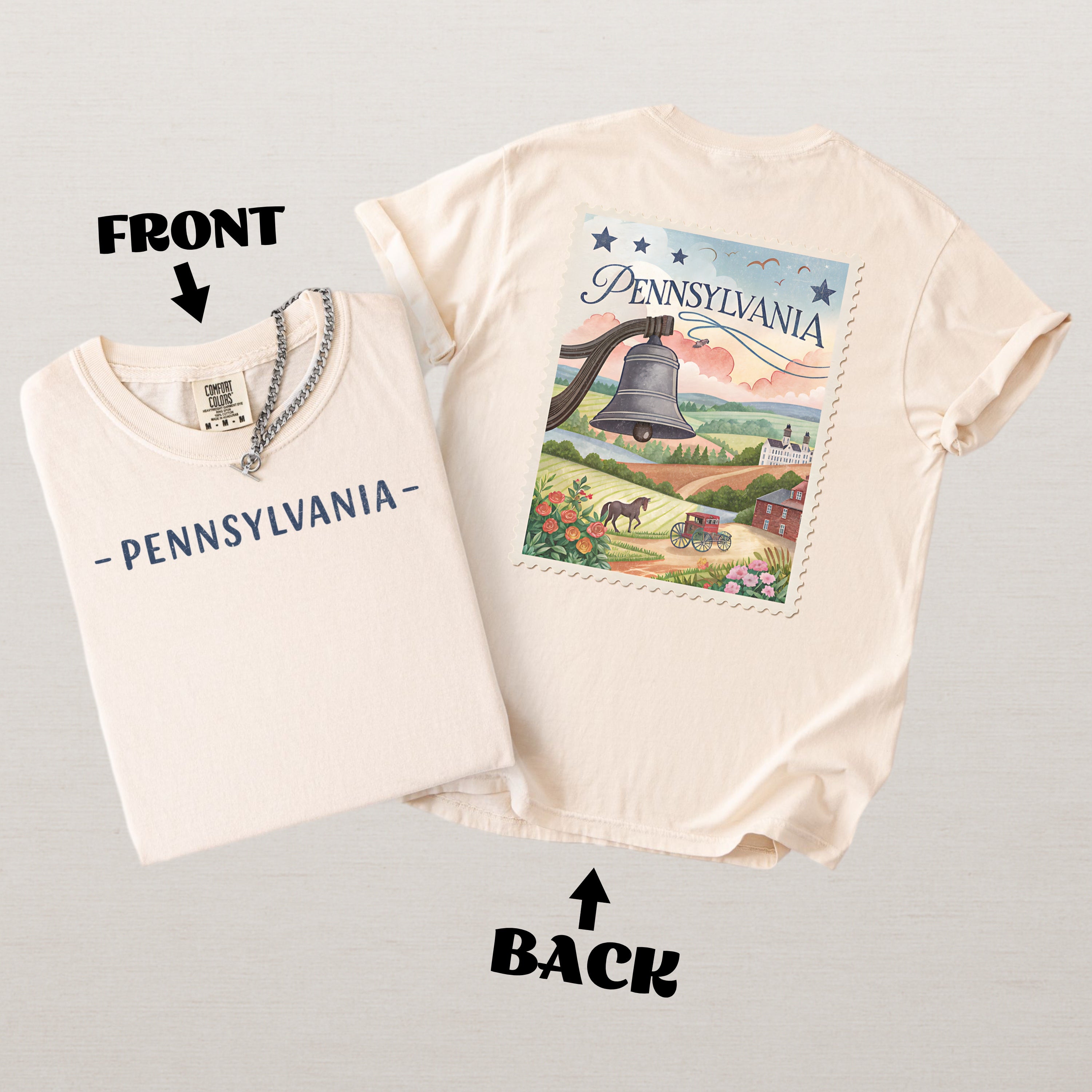 Vintage Pennsylvania Comfort Colors Retro Travel Stamp Souvenir T-Shirt