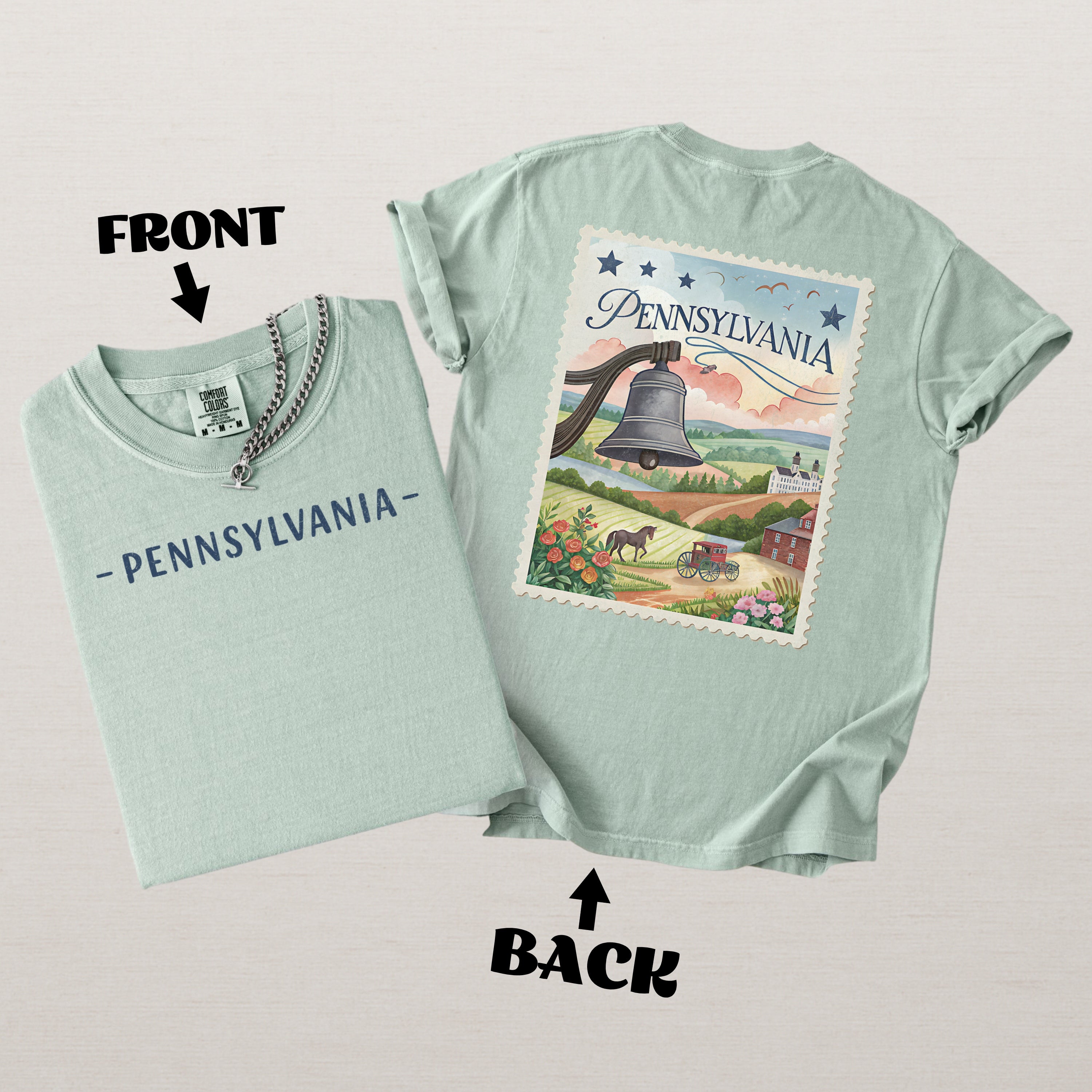 Vintage Pennsylvania Comfort Colors Retro Travel Stamp Souvenir T-Shirt