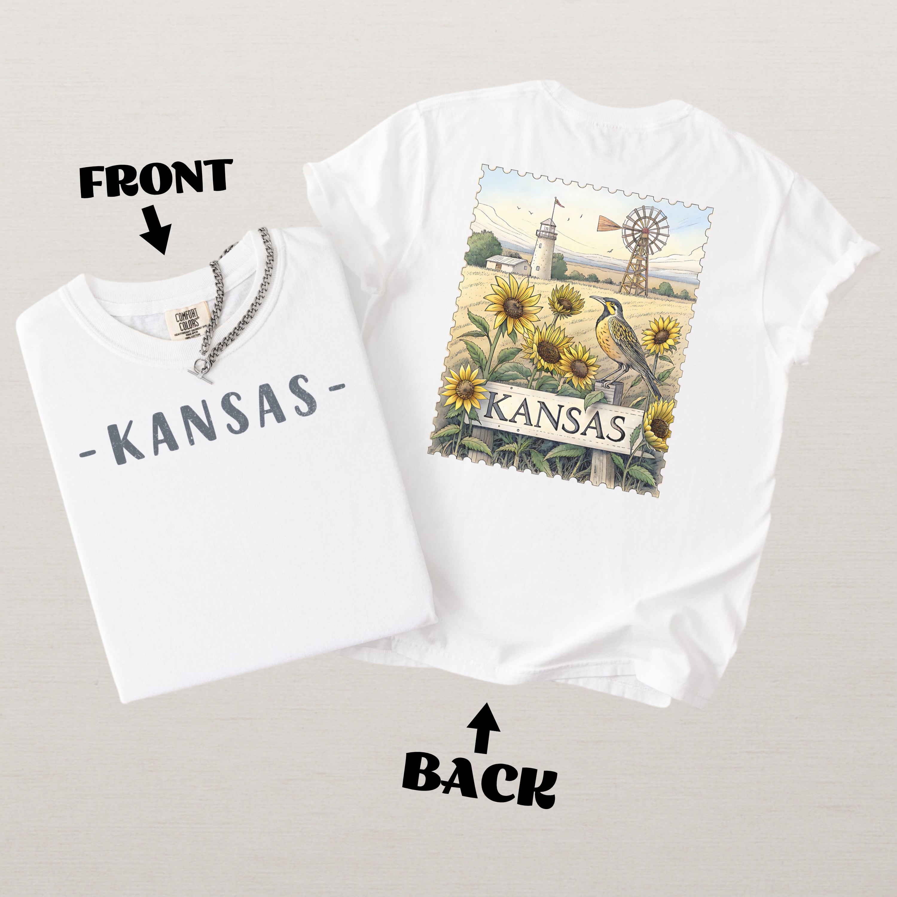 Vintage Kansas Comfort Colors Retro Travel Stamp Souvenir T-Shirt