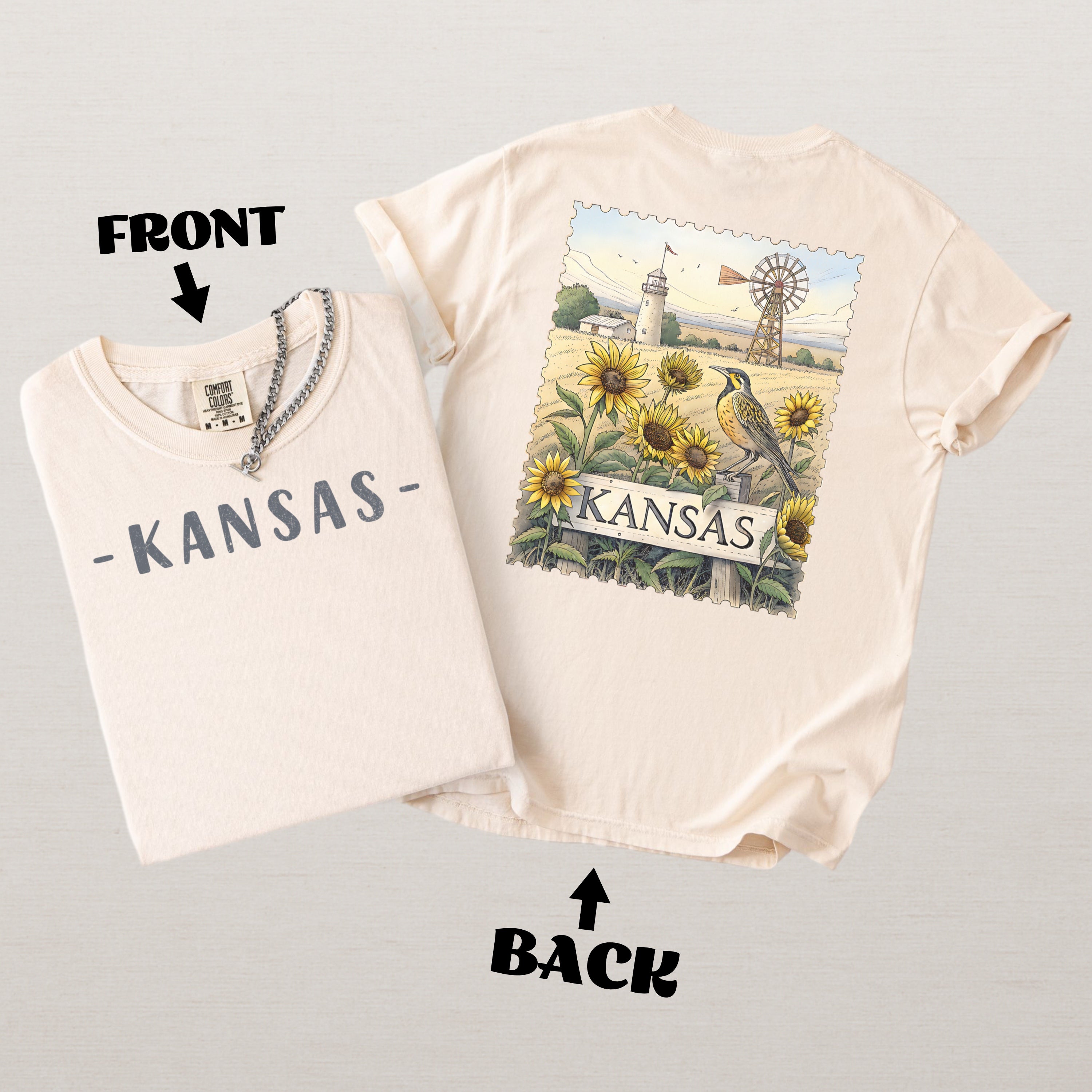 Vintage Kansas Comfort Colors Retro Travel Stamp Souvenir T-Shirt