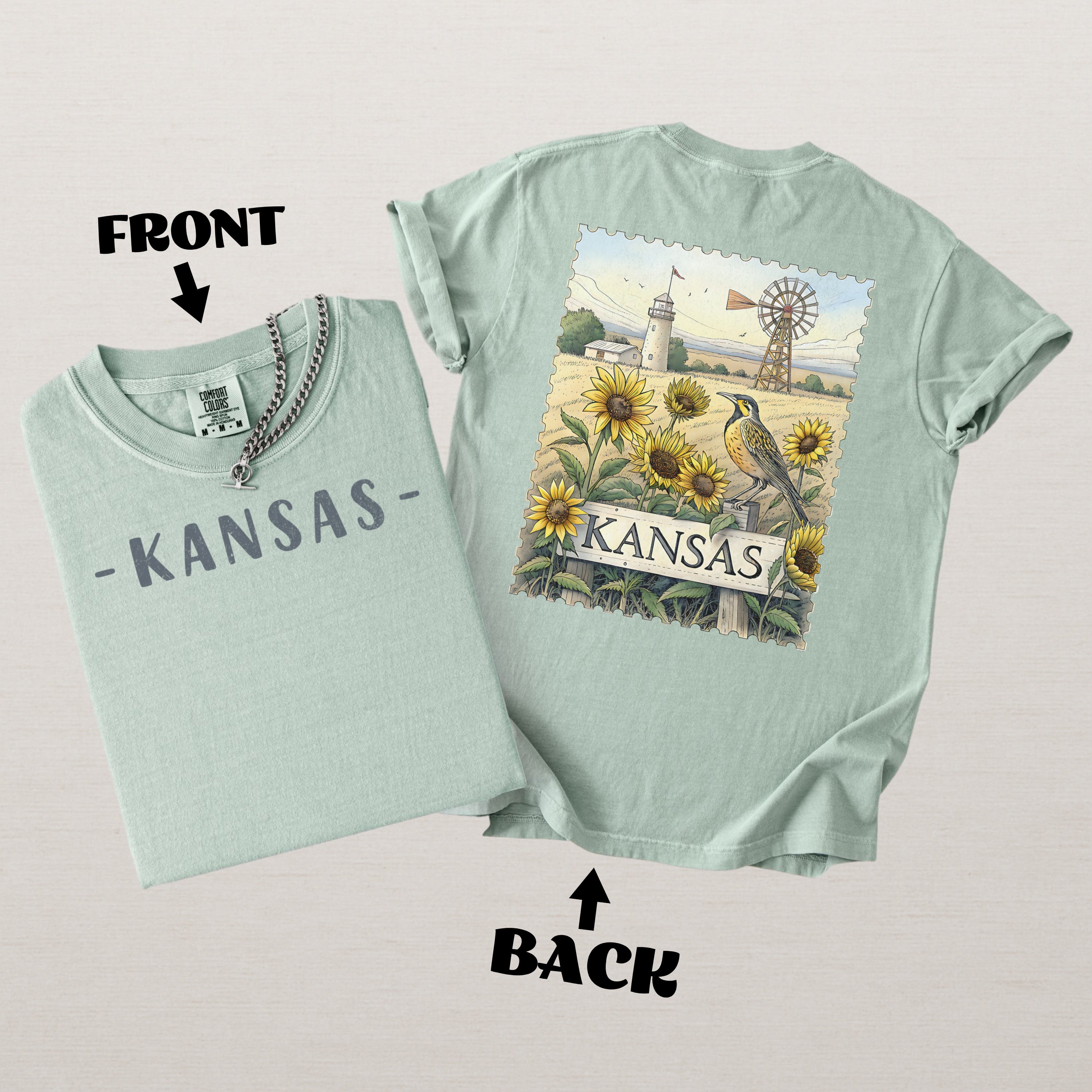 Vintage Kansas Comfort Colors Retro Travel Stamp Souvenir T-Shirt