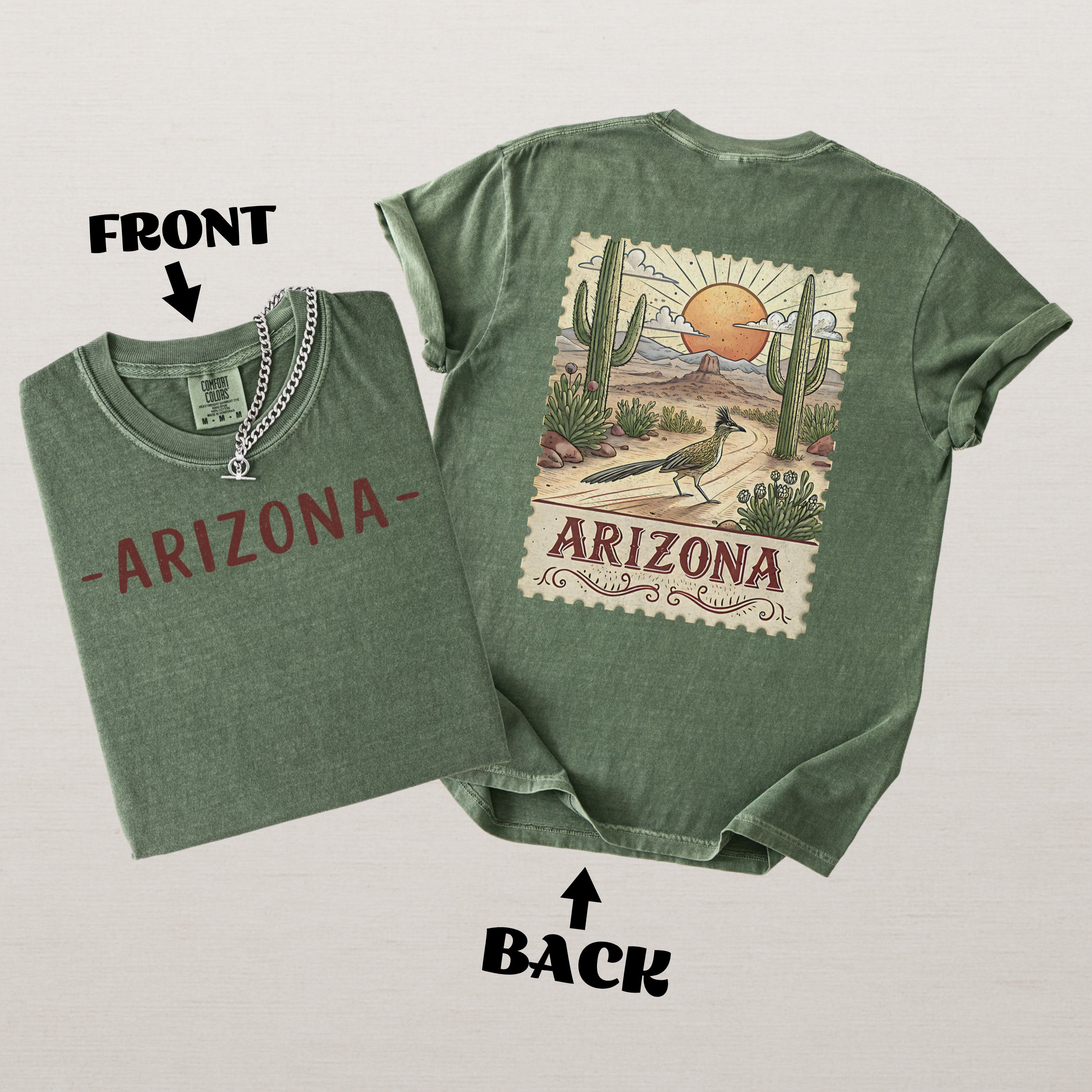 Vintage Arizona T-Shirt Comfort Colors Retro Travel Stamp Souvenir T-Shirt