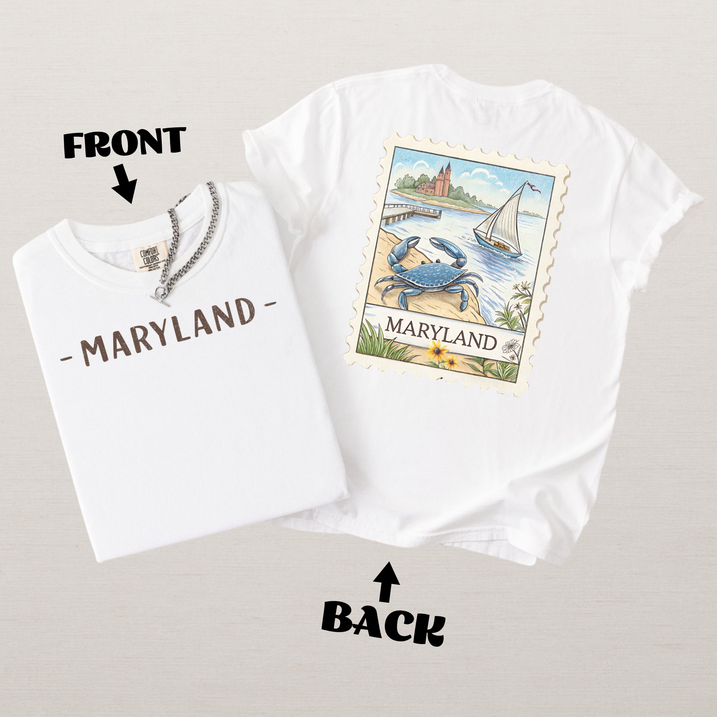 Vintage Maryland Comfort Colors Retro Travel Stamp Souvenir T-Shirt