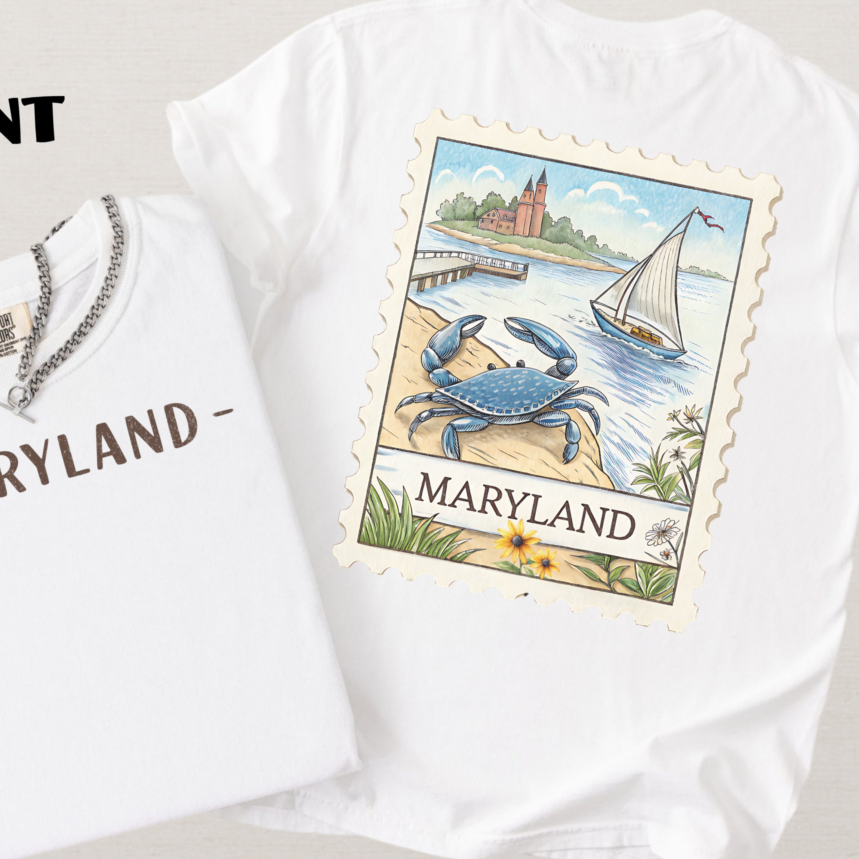 Vintage Maryland Comfort Colors Retro Travel Stamp Souvenir T-Shirt