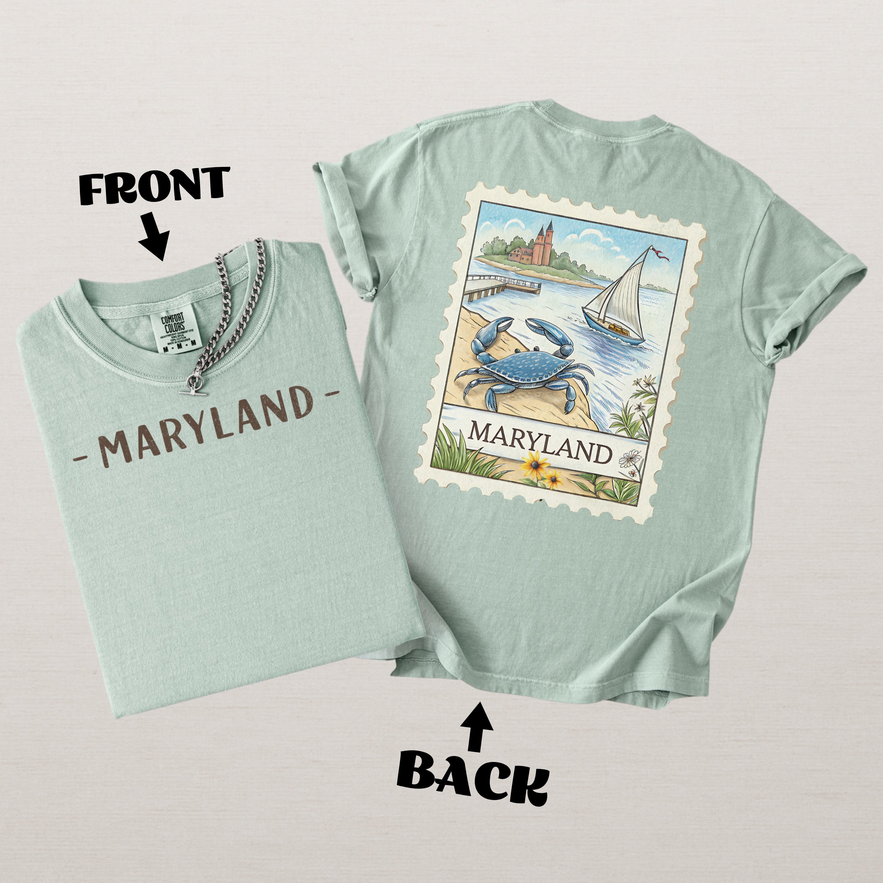 Vintage Maryland Comfort Colors Retro Travel Stamp Souvenir T-Shirt