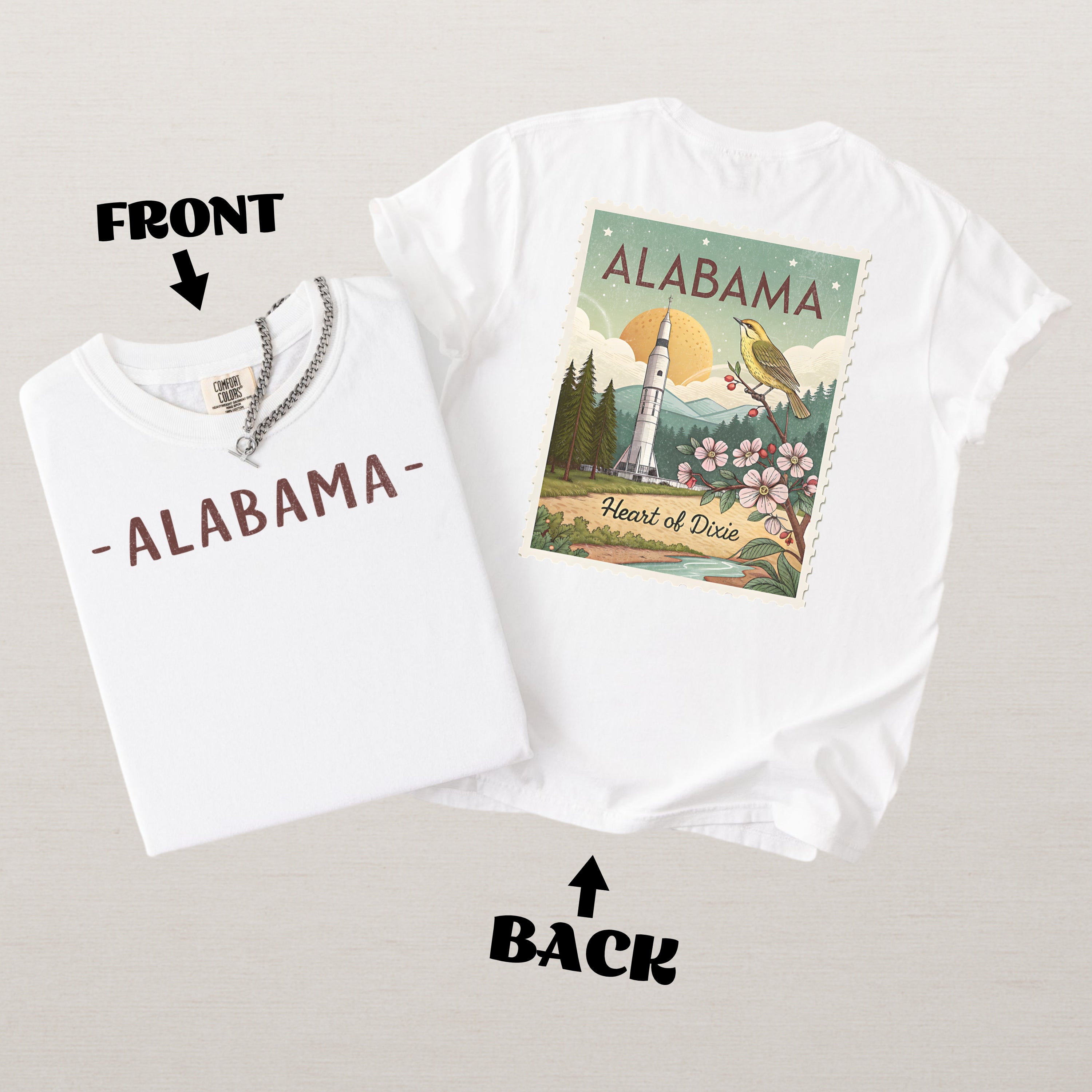 Vintage Alabama Comfort Colors Retro Travel Stamp Souvenir T-Shirt