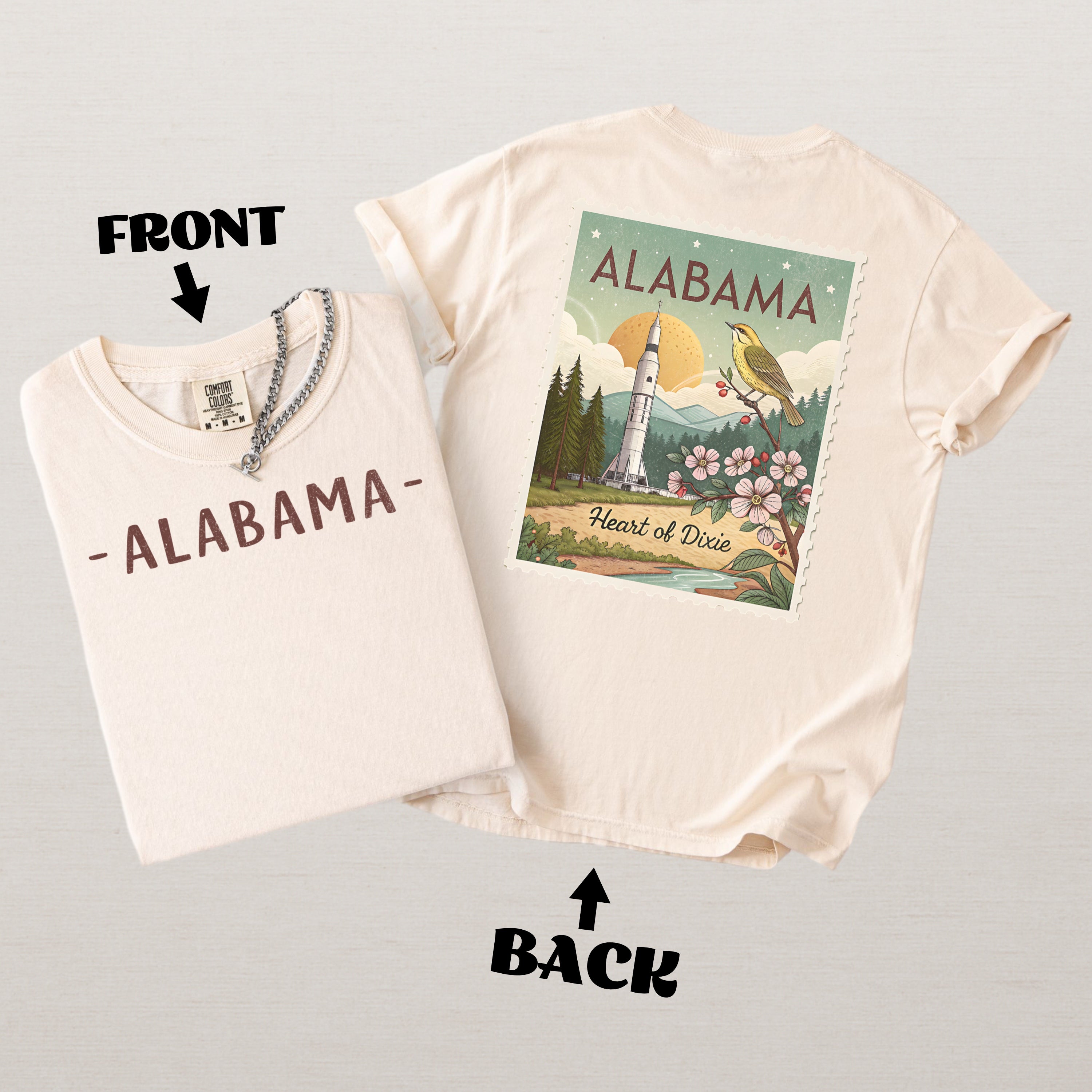 Vintage Alabama Comfort Colors Retro Travel Stamp Souvenir T-Shirt