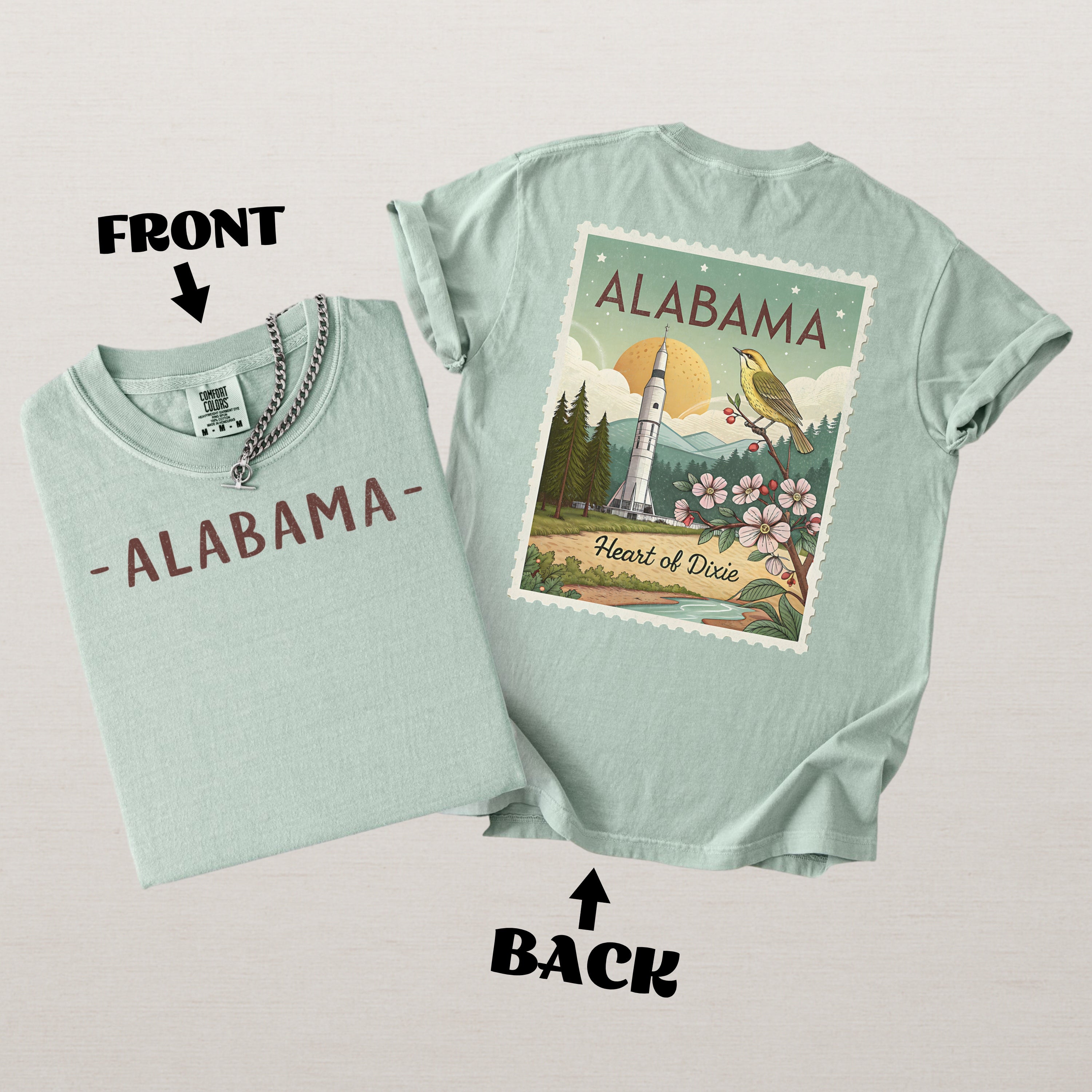 Vintage Alabama Comfort Colors Retro Travel Stamp Souvenir T-Shirt