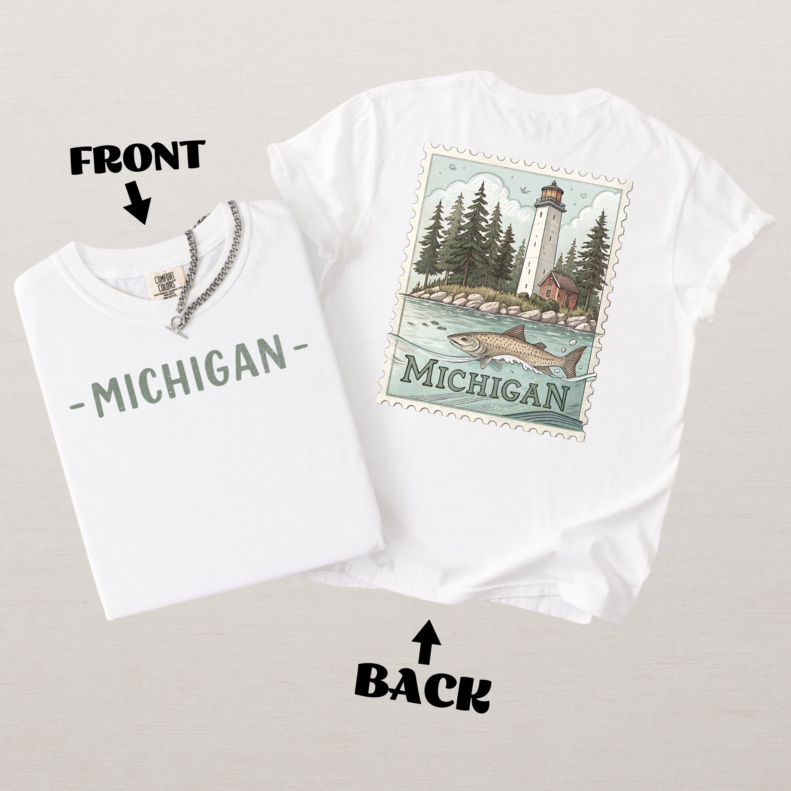 Vintage Michigan Comfort Colors Retro Travel Stamp Souvenir T-Shirt