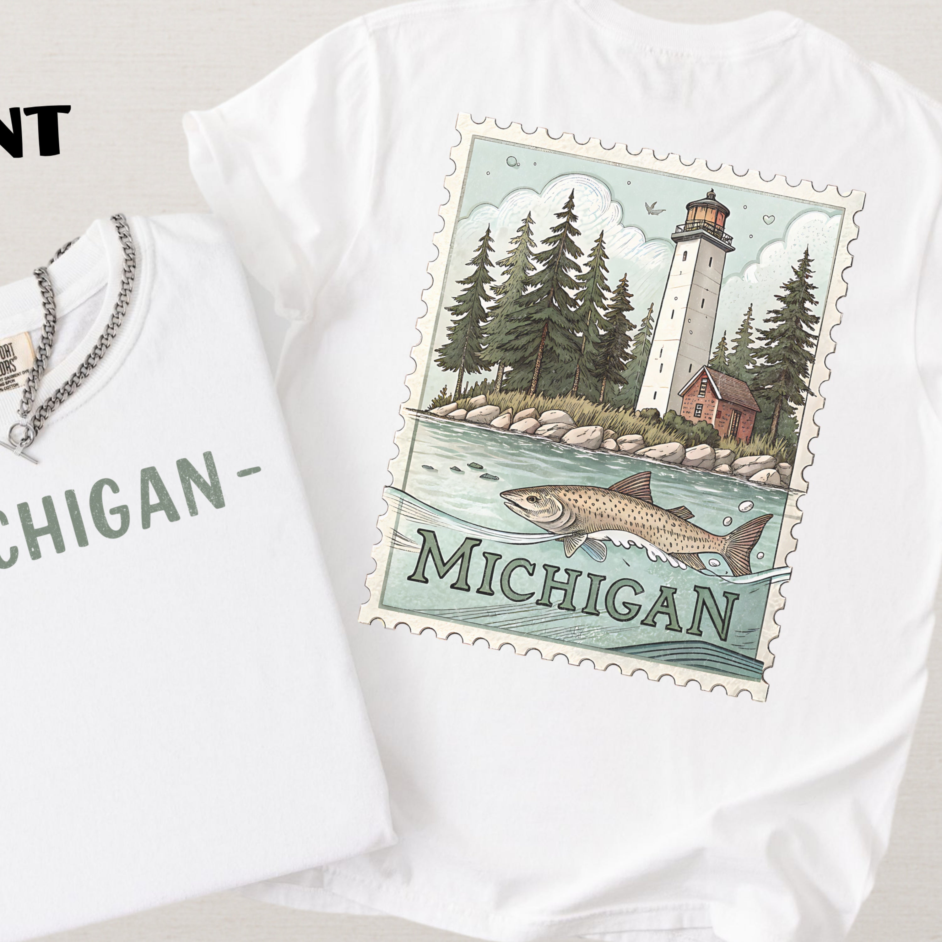 Vintage Michigan Comfort Colors Retro Travel Stamp Souvenir T-Shirt