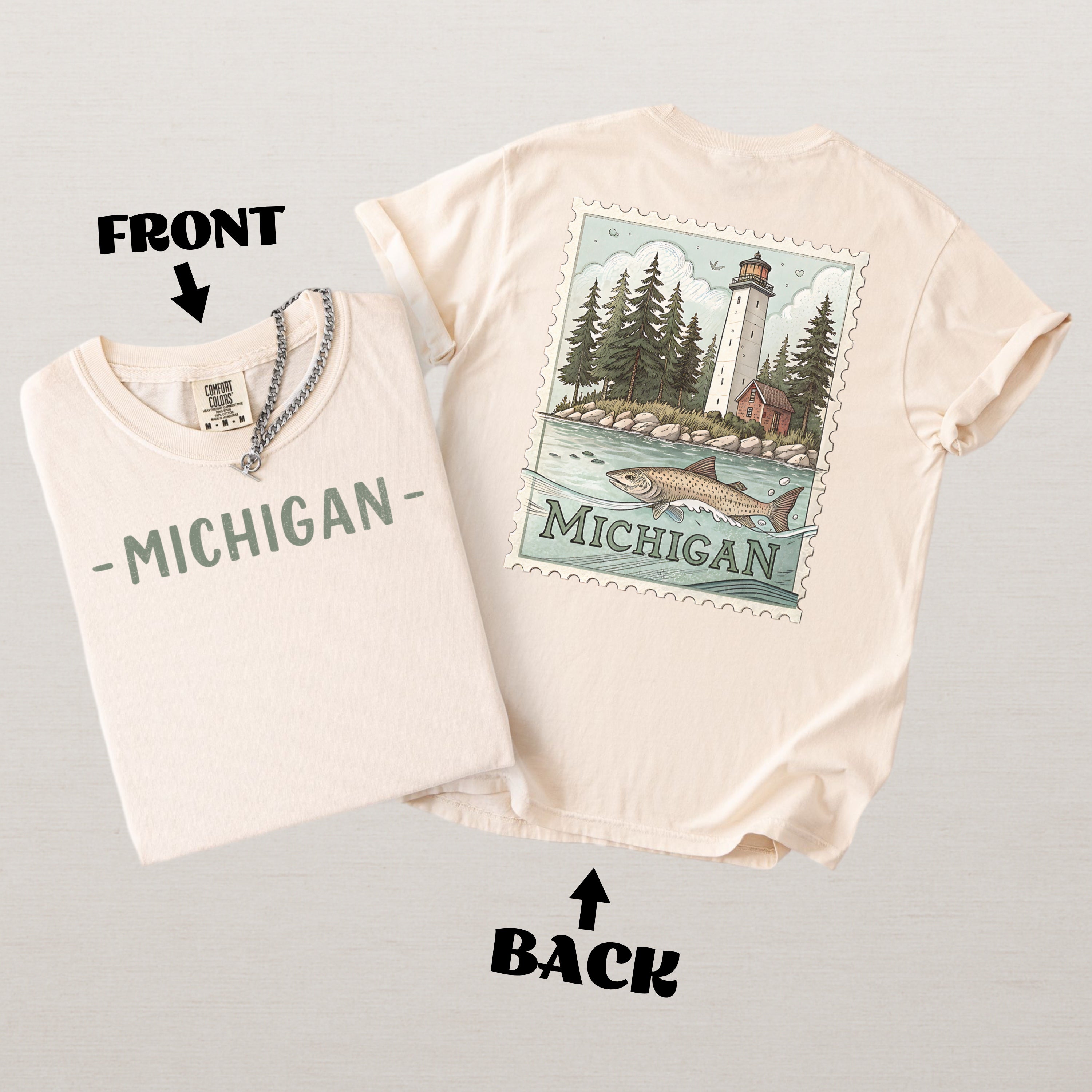 Vintage Michigan Comfort Colors Retro Travel Stamp Souvenir T-Shirt