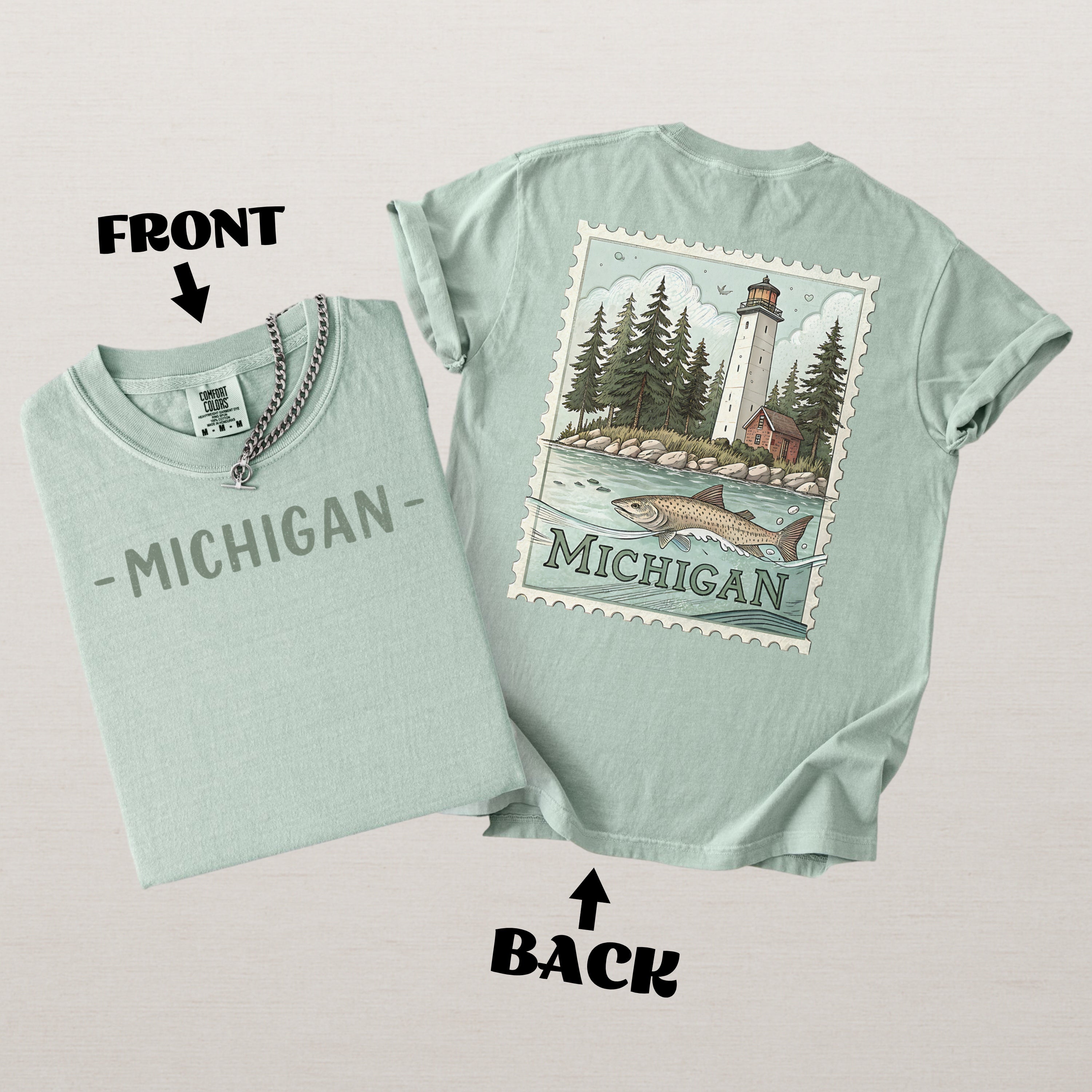 Vintage Michigan Comfort Colors Retro Travel Stamp Souvenir T-Shirt