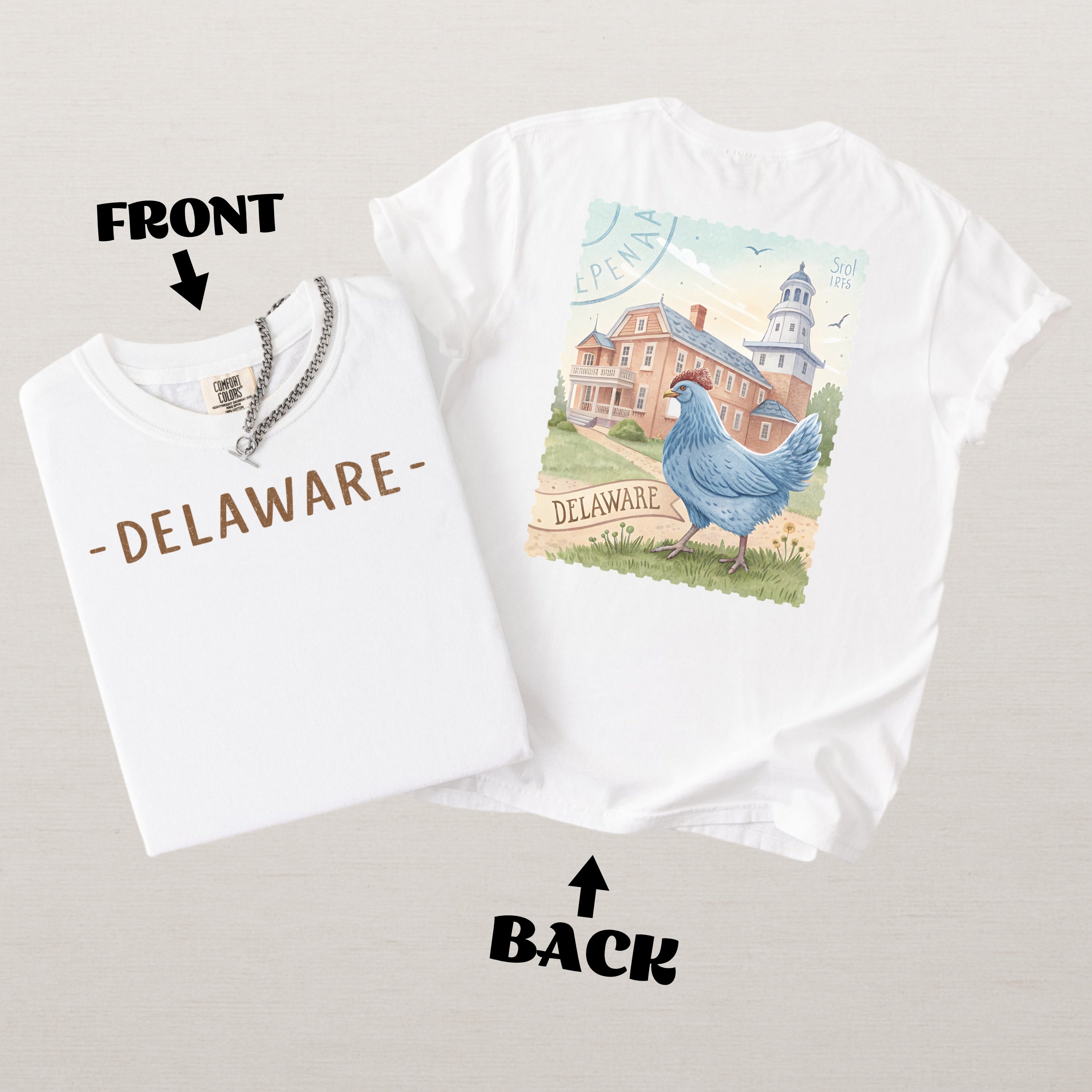 Vintage Delaware Comfort Colors Retro Travel Stamp Souvenir T-Shirt