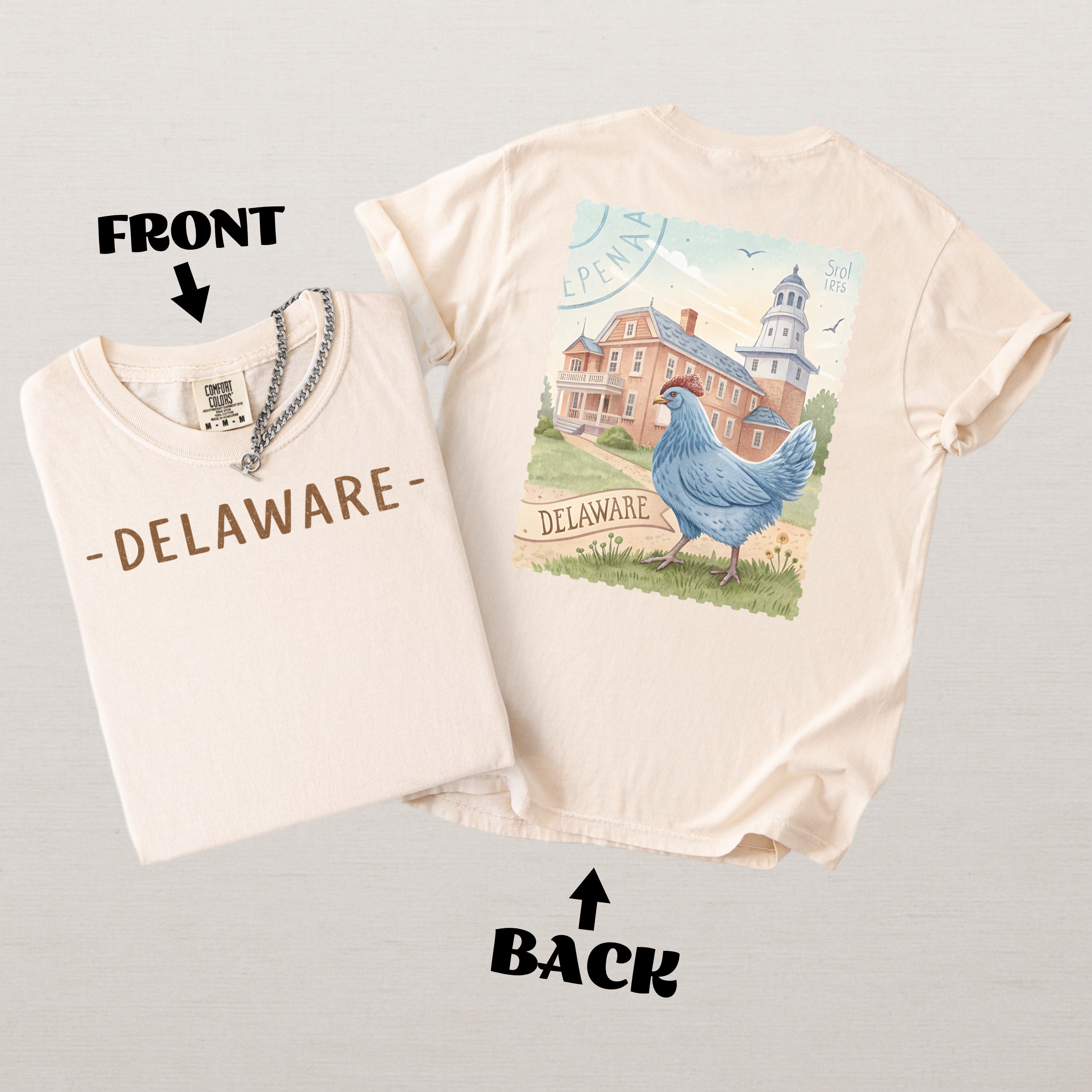 Vintage Delaware Comfort Colors Retro Travel Stamp Souvenir T-Shirt