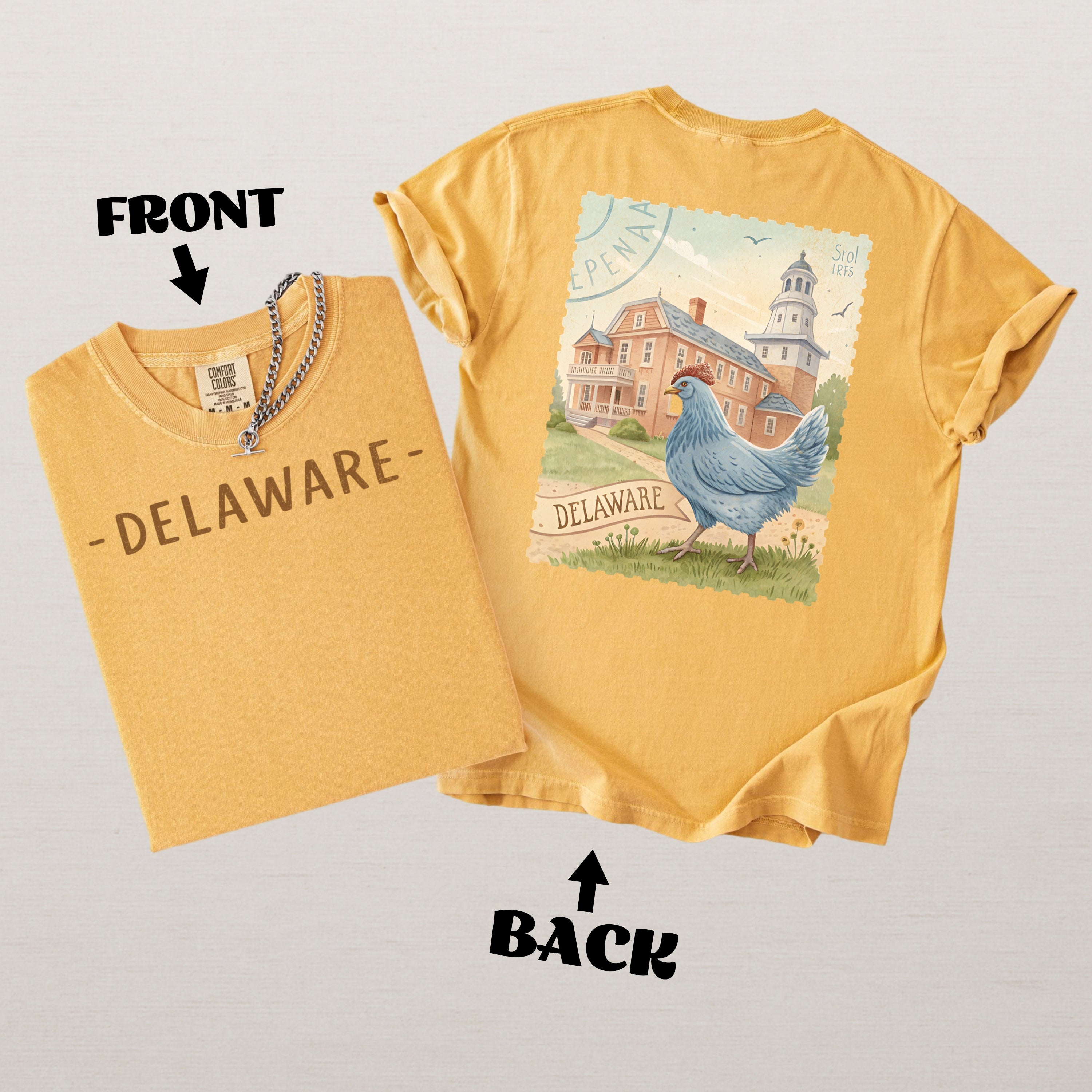 Vintage Delaware Comfort Colors Retro Travel Stamp Souvenir T-Shirt