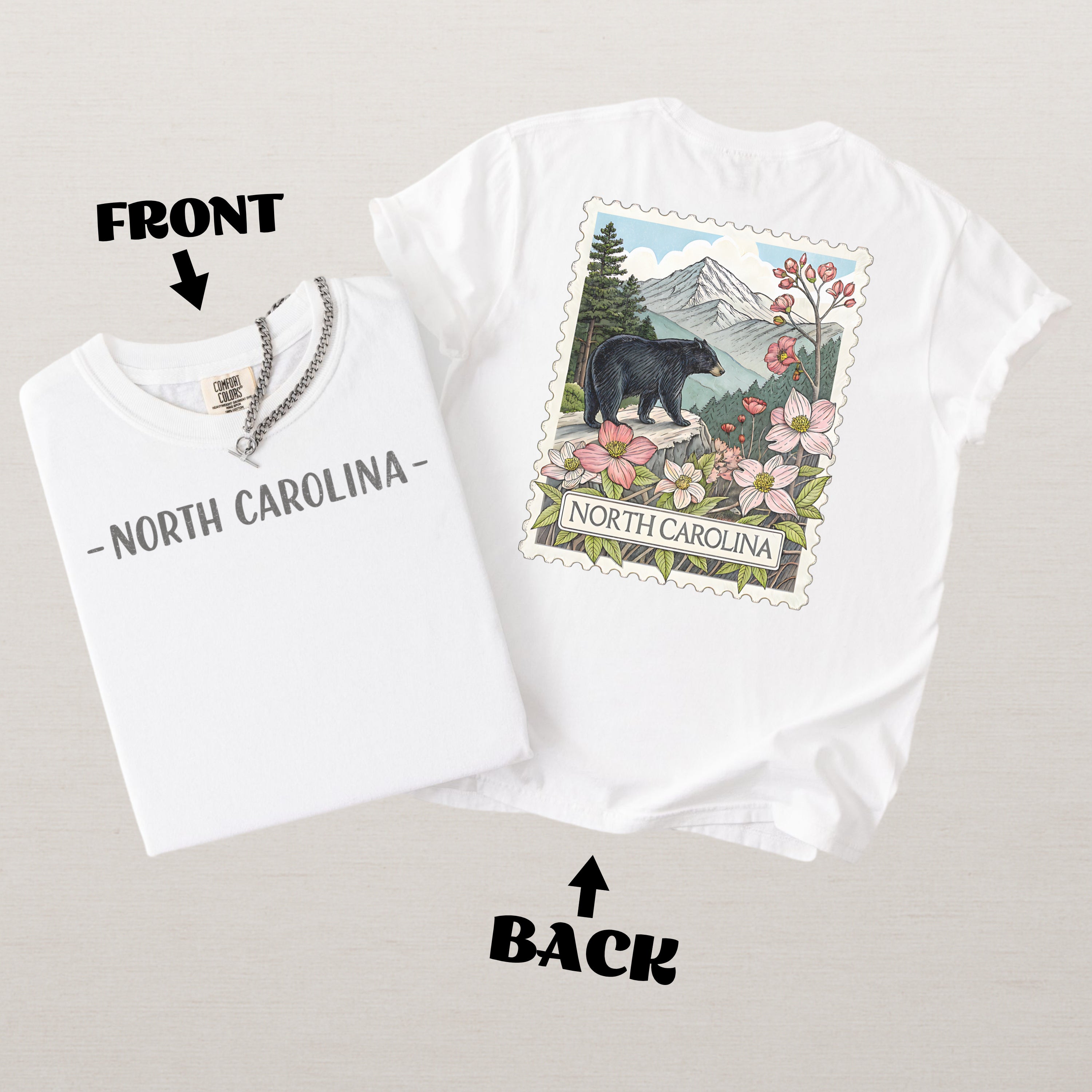 Vintage North Carolina Comfort Colors Retro Travel Stamp Souvenir T-Shirt