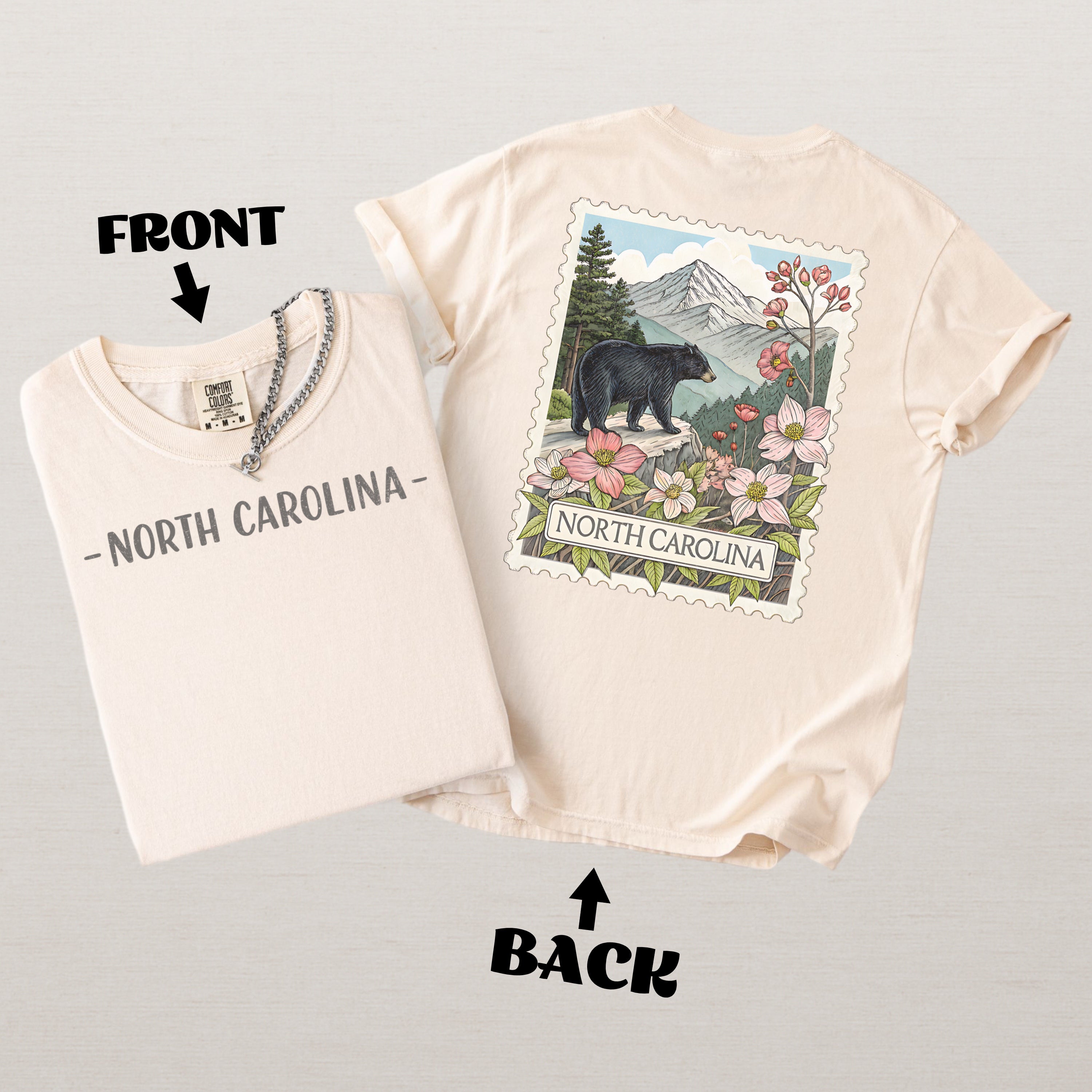 Vintage North Carolina Comfort Colors Retro Travel Stamp Souvenir T-Shirt