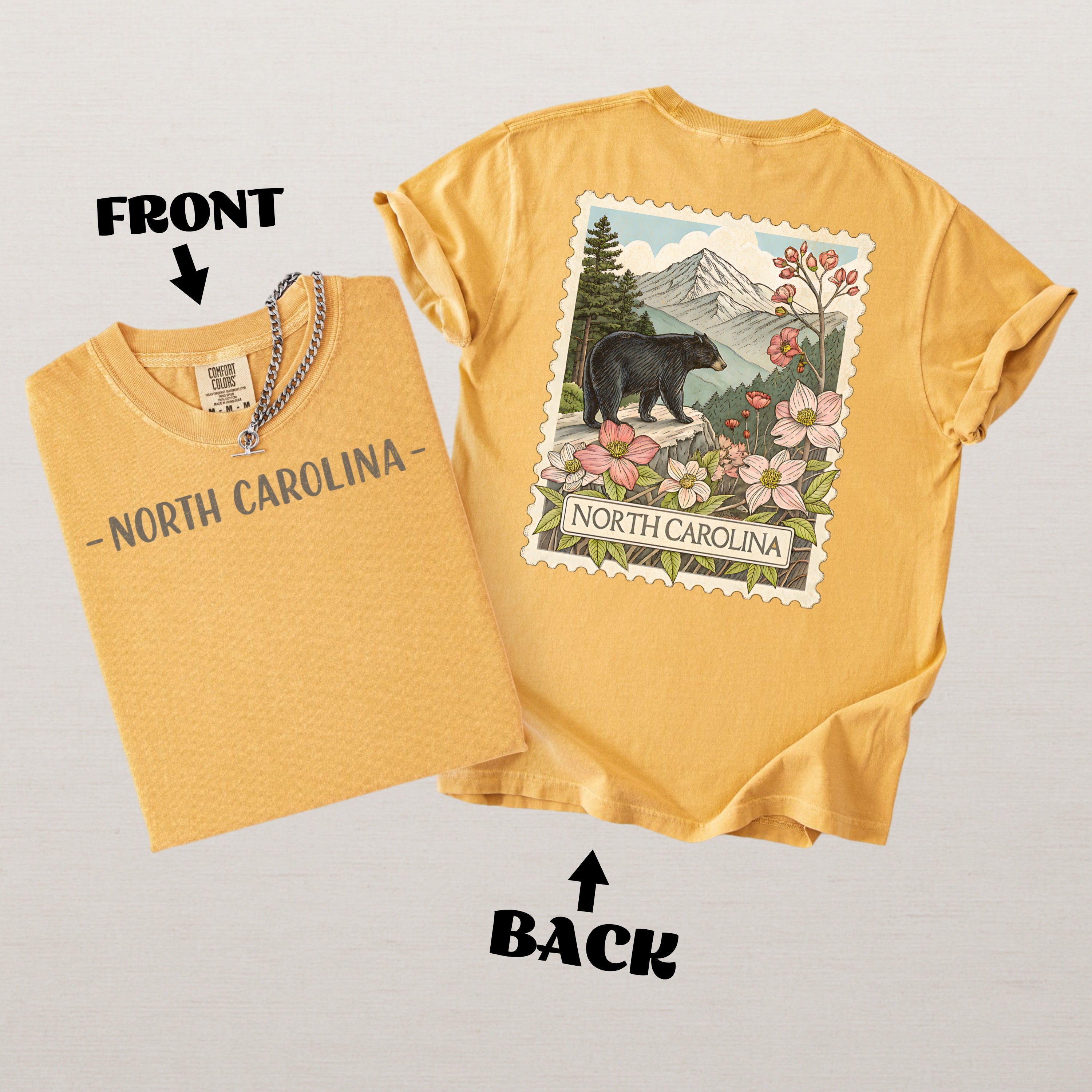 Vintage North Carolina Comfort Colors Retro Travel Stamp Souvenir T-Shirt