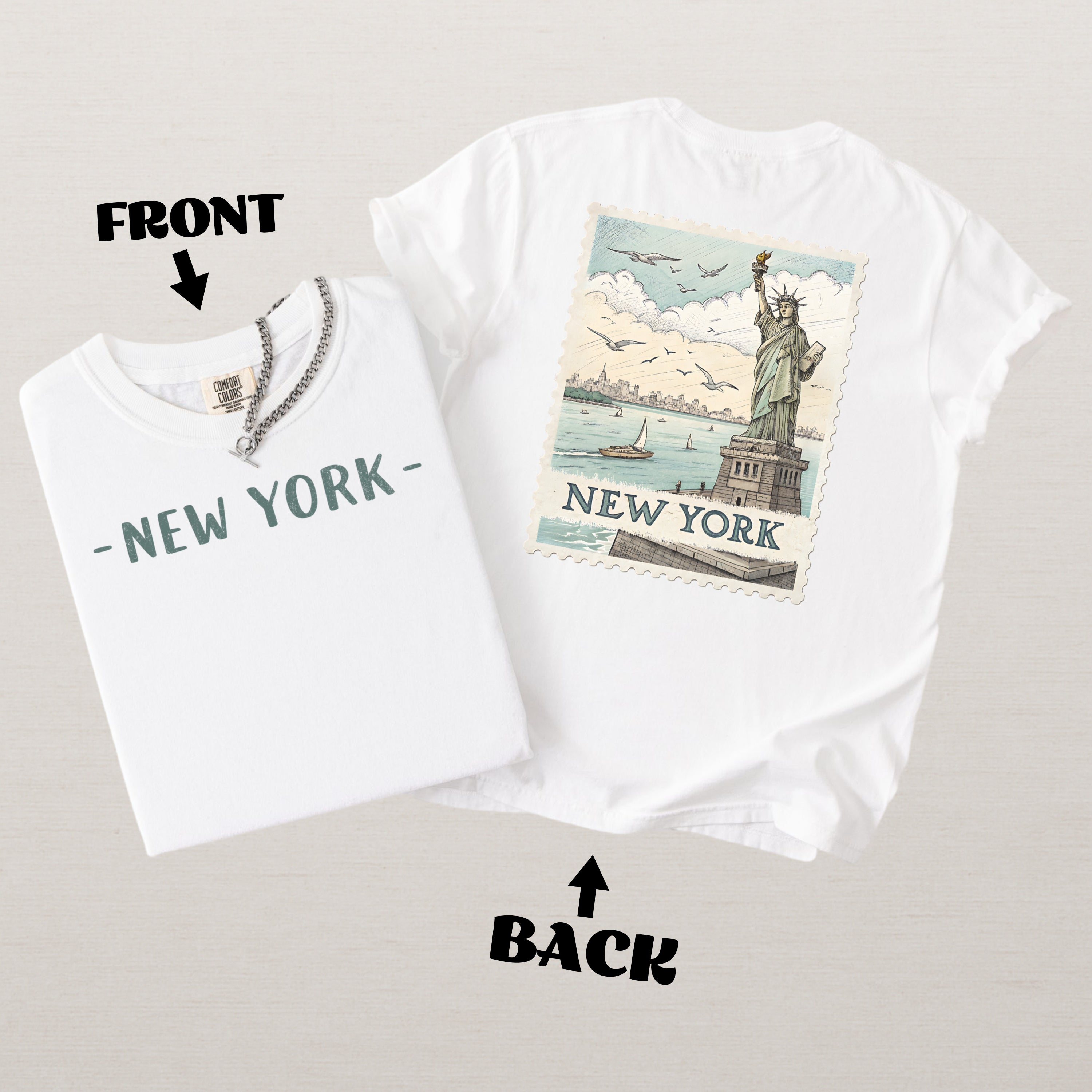 Vintage New York Comfort Colors Retro Travel Stamp Souvenir T-Shirt