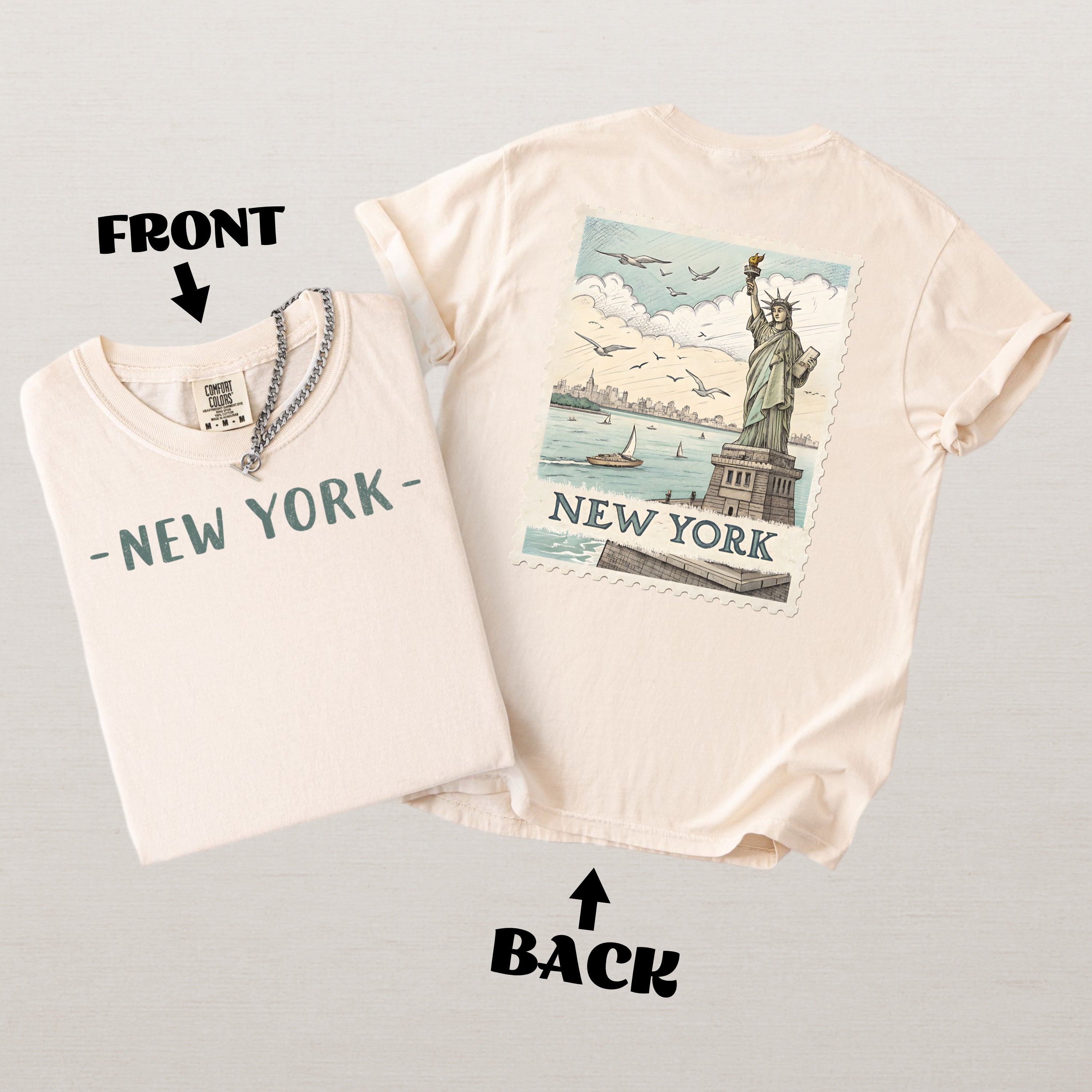 Vintage New York Comfort Colors Retro Travel Stamp Souvenir T-Shirt