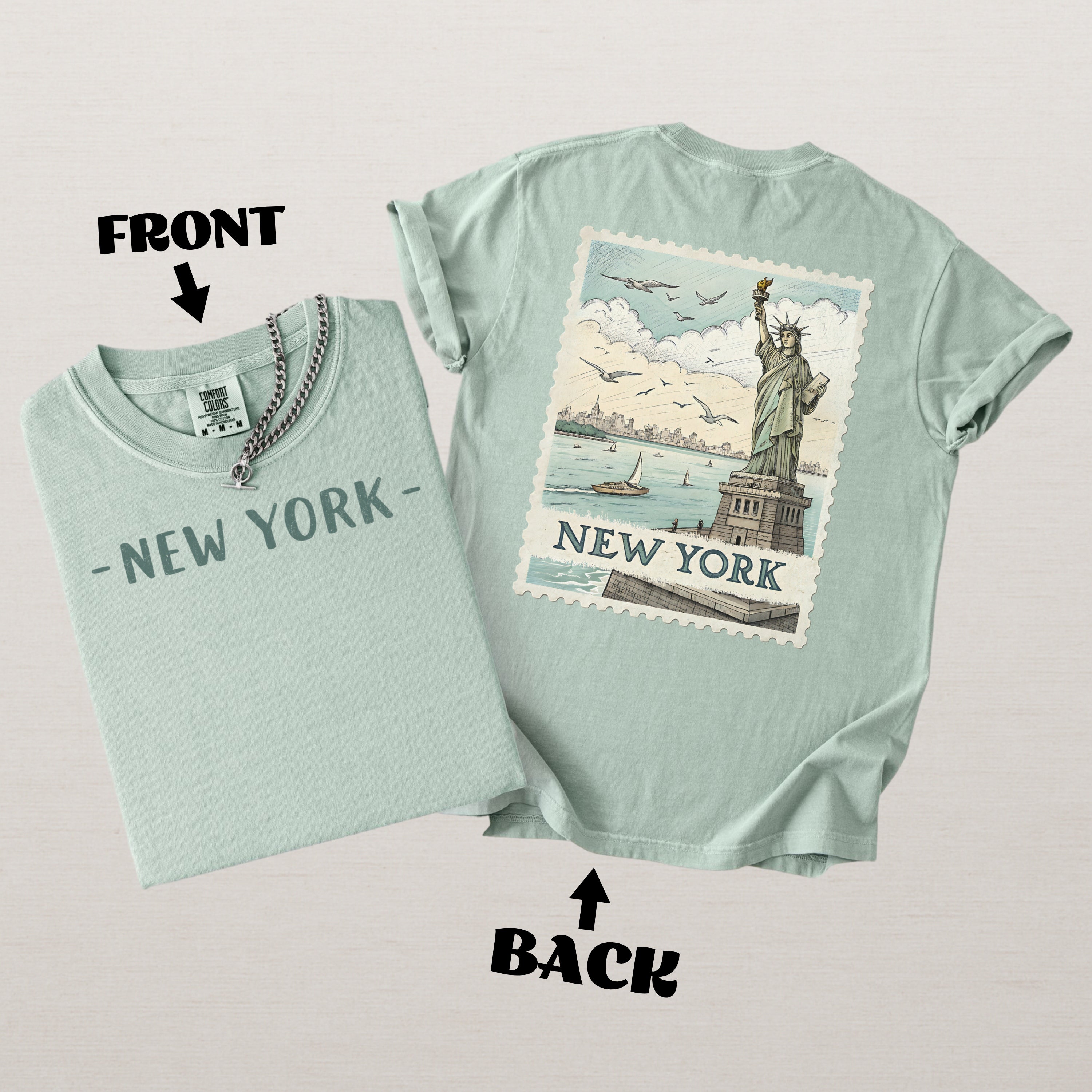 Vintage New York Comfort Colors Retro Travel Stamp Souvenir T-Shirt