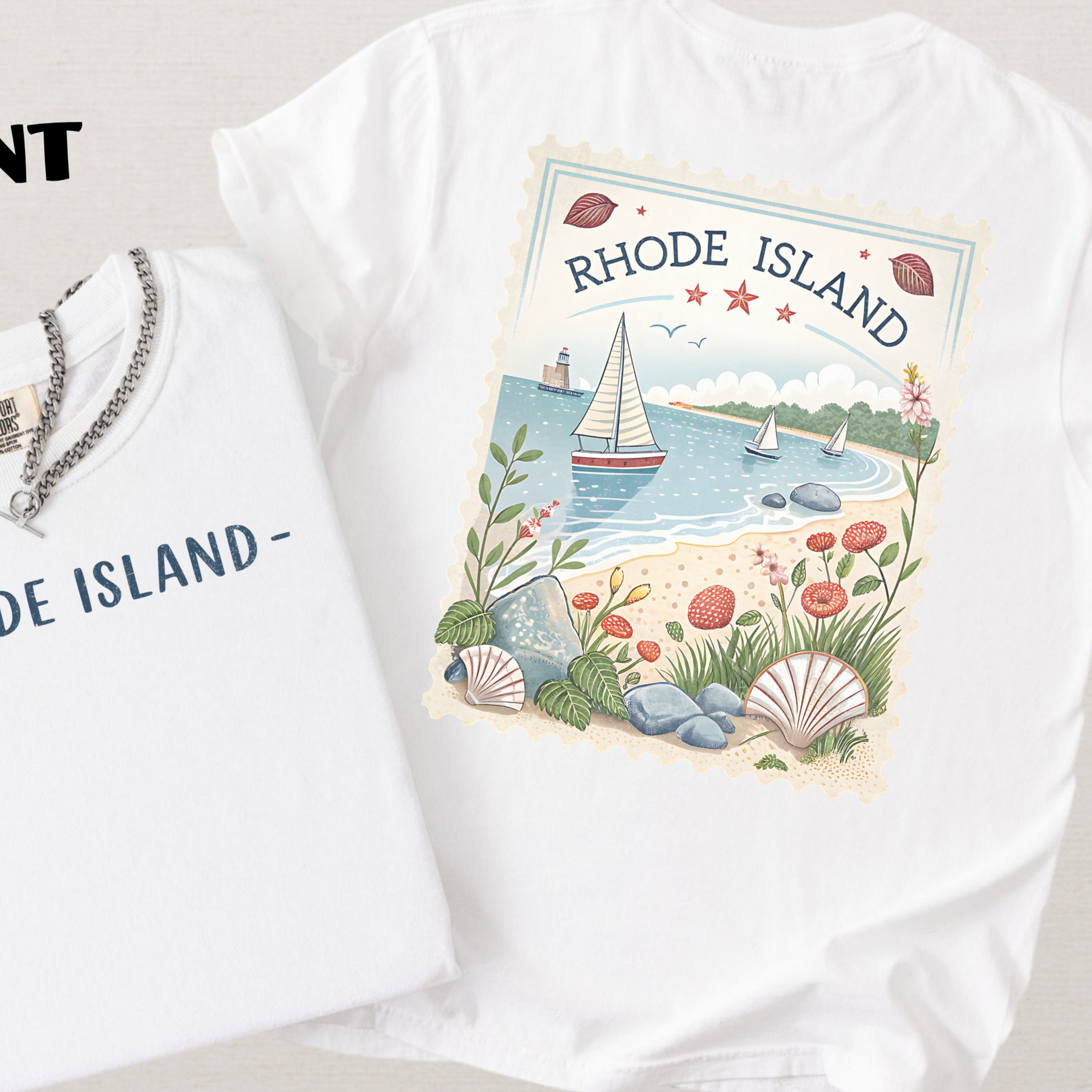 Vintage Rhode Island Comfort Colors Retro Travel Stamp Souvenir T-Shirt
