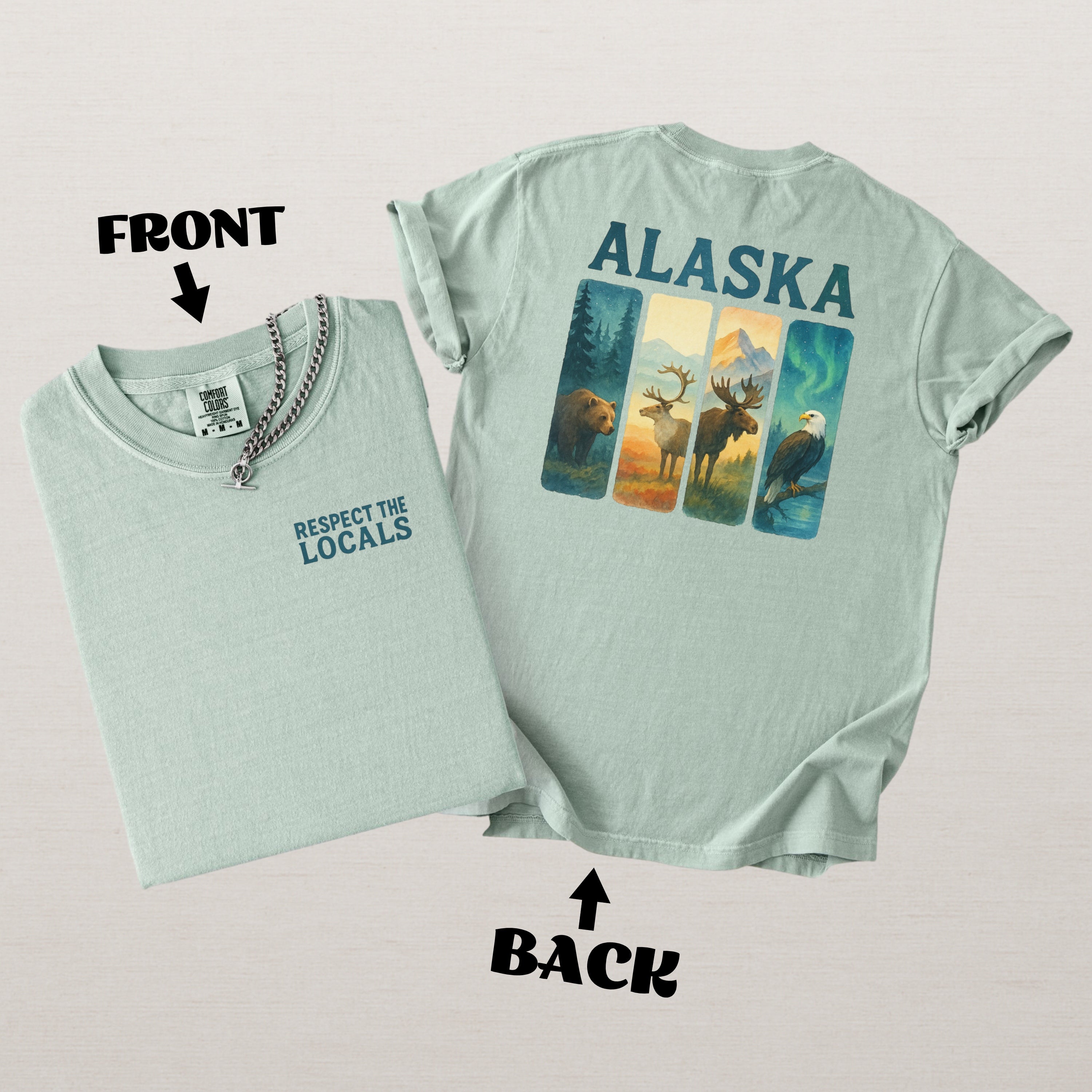 Respect The Locals Shirt Alaska Wildlife Comfort Colors Souvenir T-Shirt