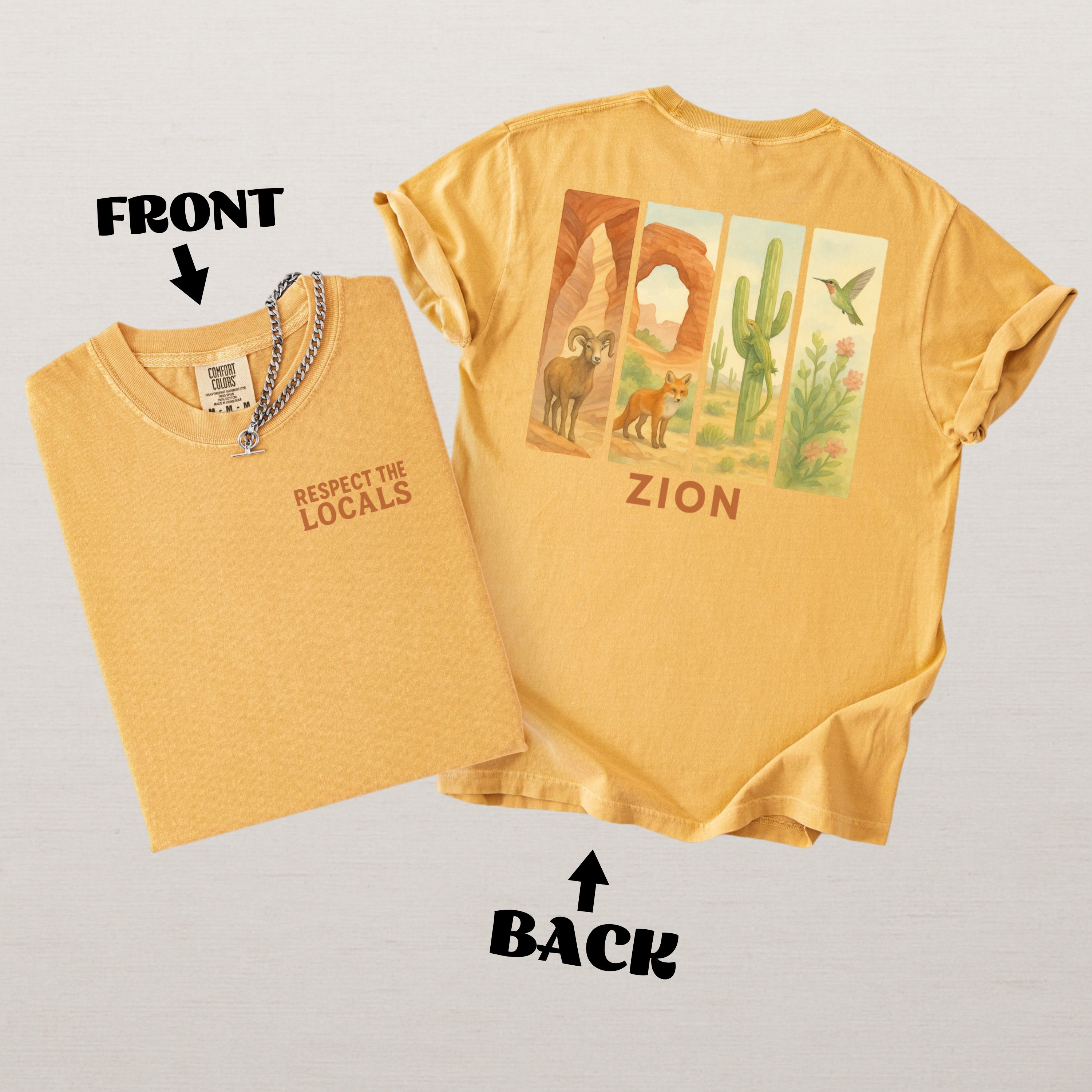 Respect The Locals Shirt Zion National Park Wildlife Comfort Colors Souvenir T-Shirt