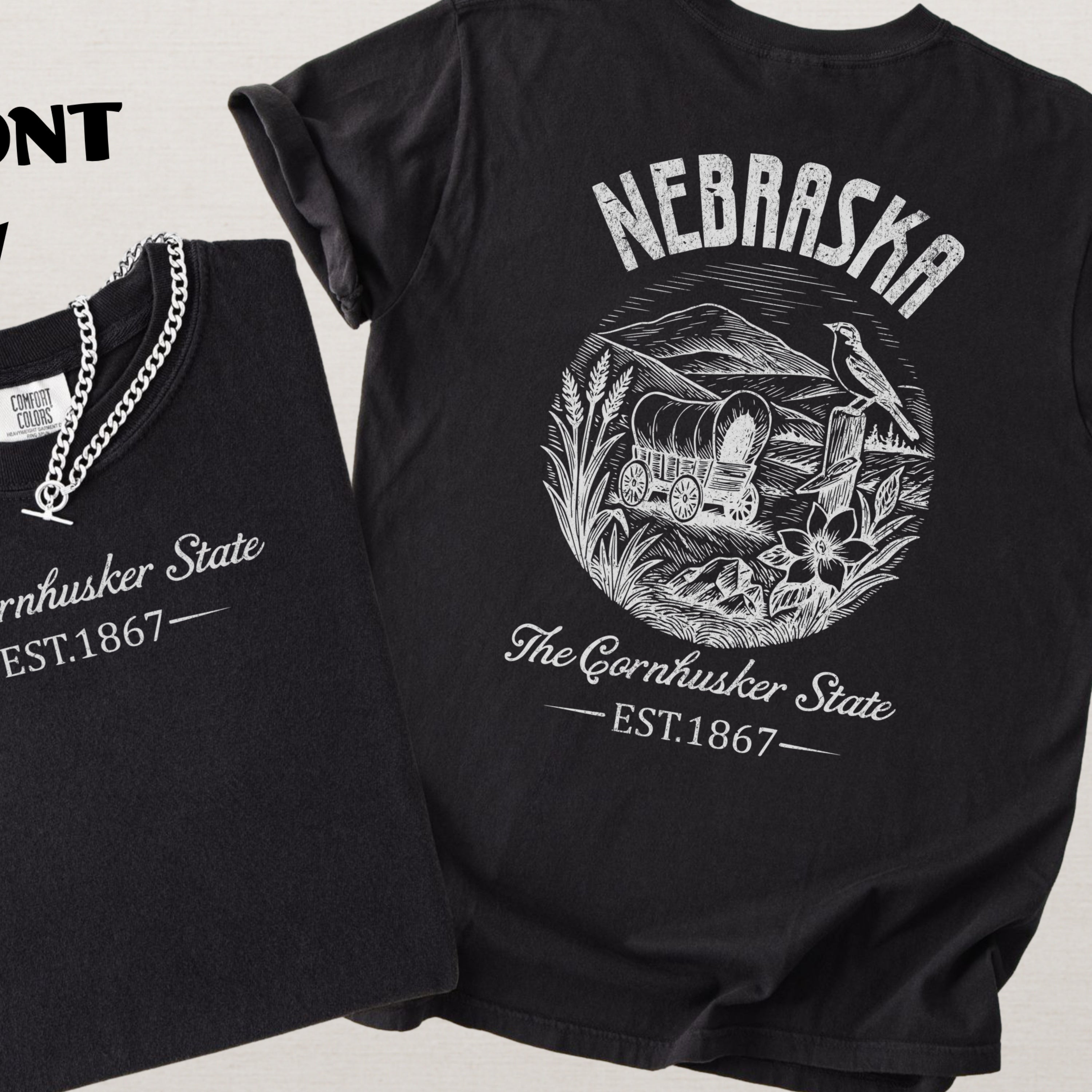 Nebraska Souvenir Shirt Retro Prairie Design Vintage Comfort Colors Souvenir T-Shirt