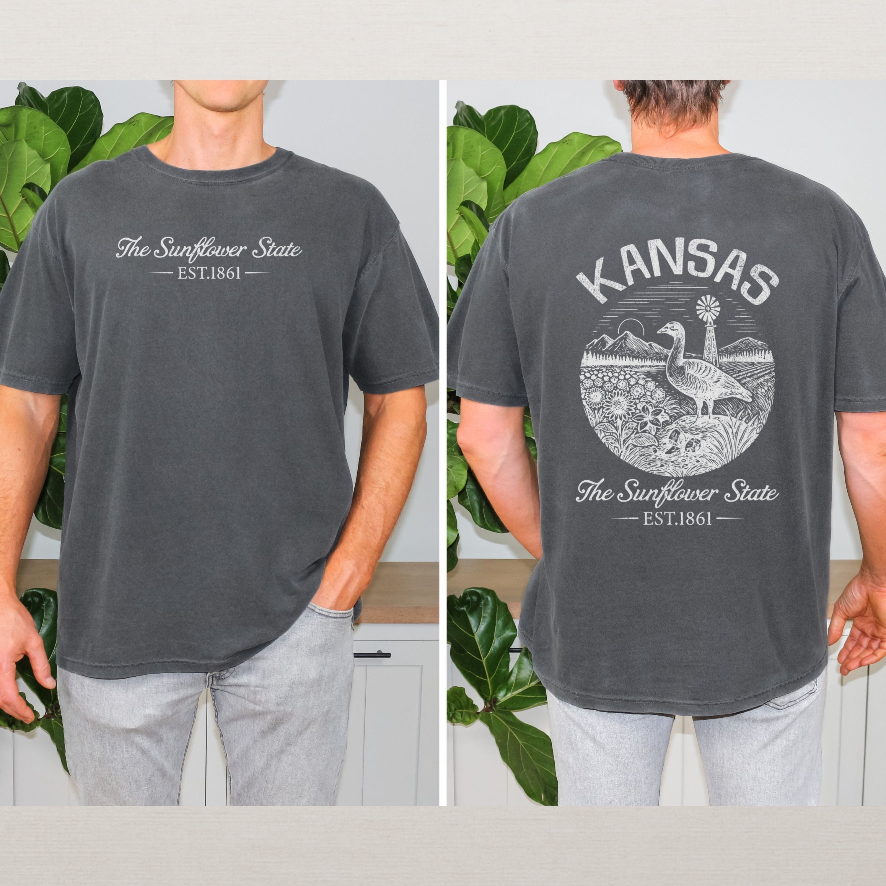 Kansas Retro Sunflower Comfort Colors Souvenir T-Shirt