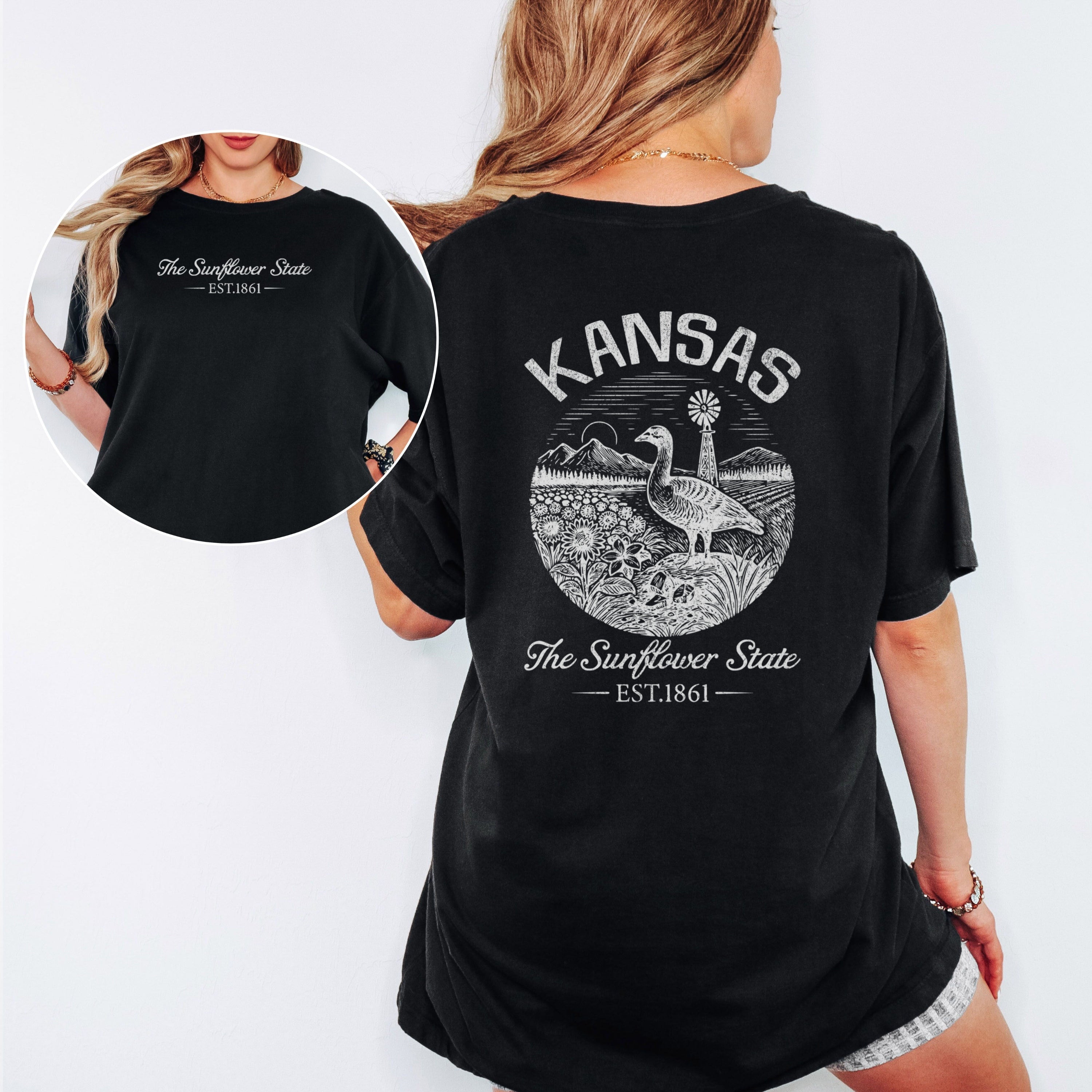 Kansas Retro Sunflower Comfort Colors Souvenir T-Shirt