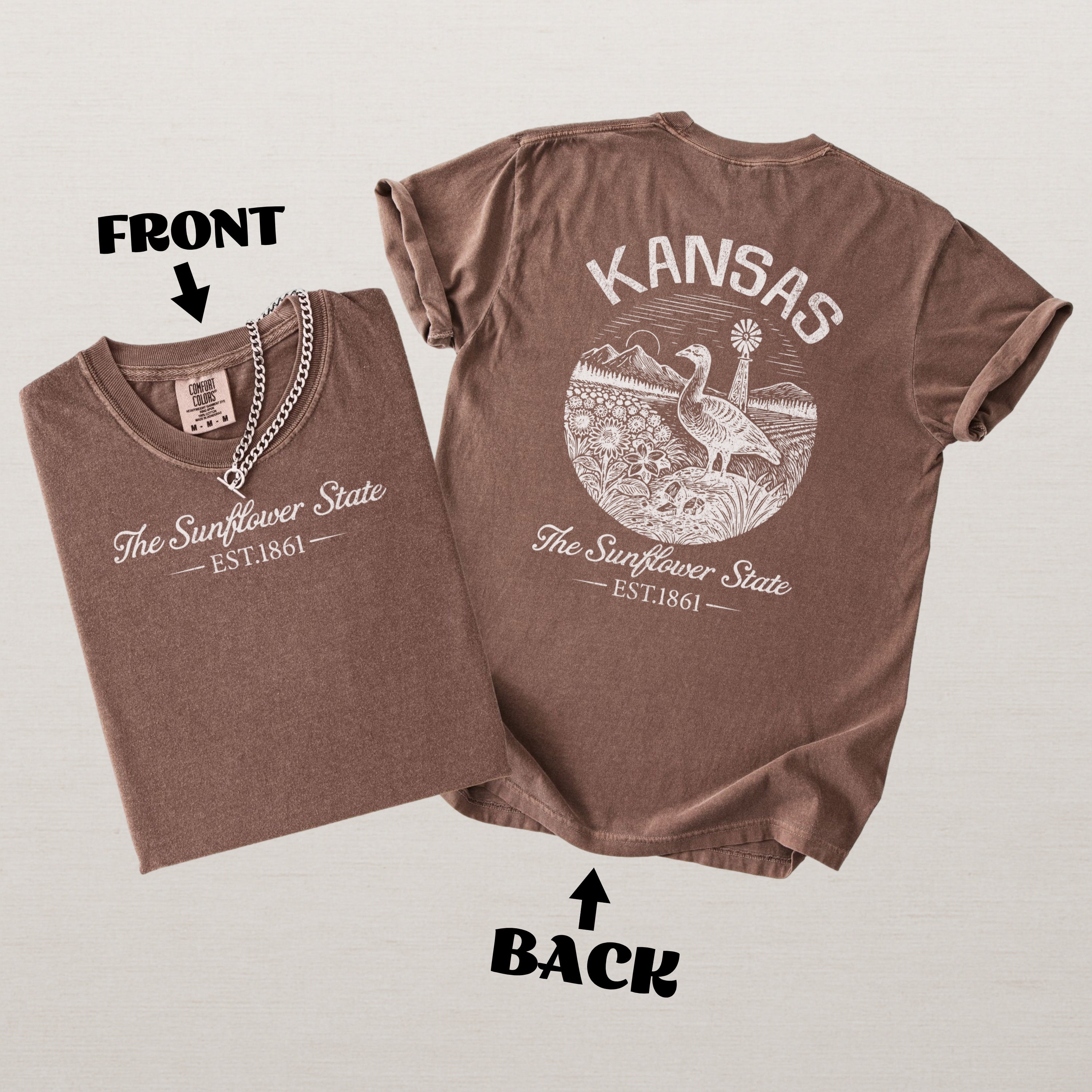 Kansas Retro Sunflower Comfort Colors Souvenir T-Shirt