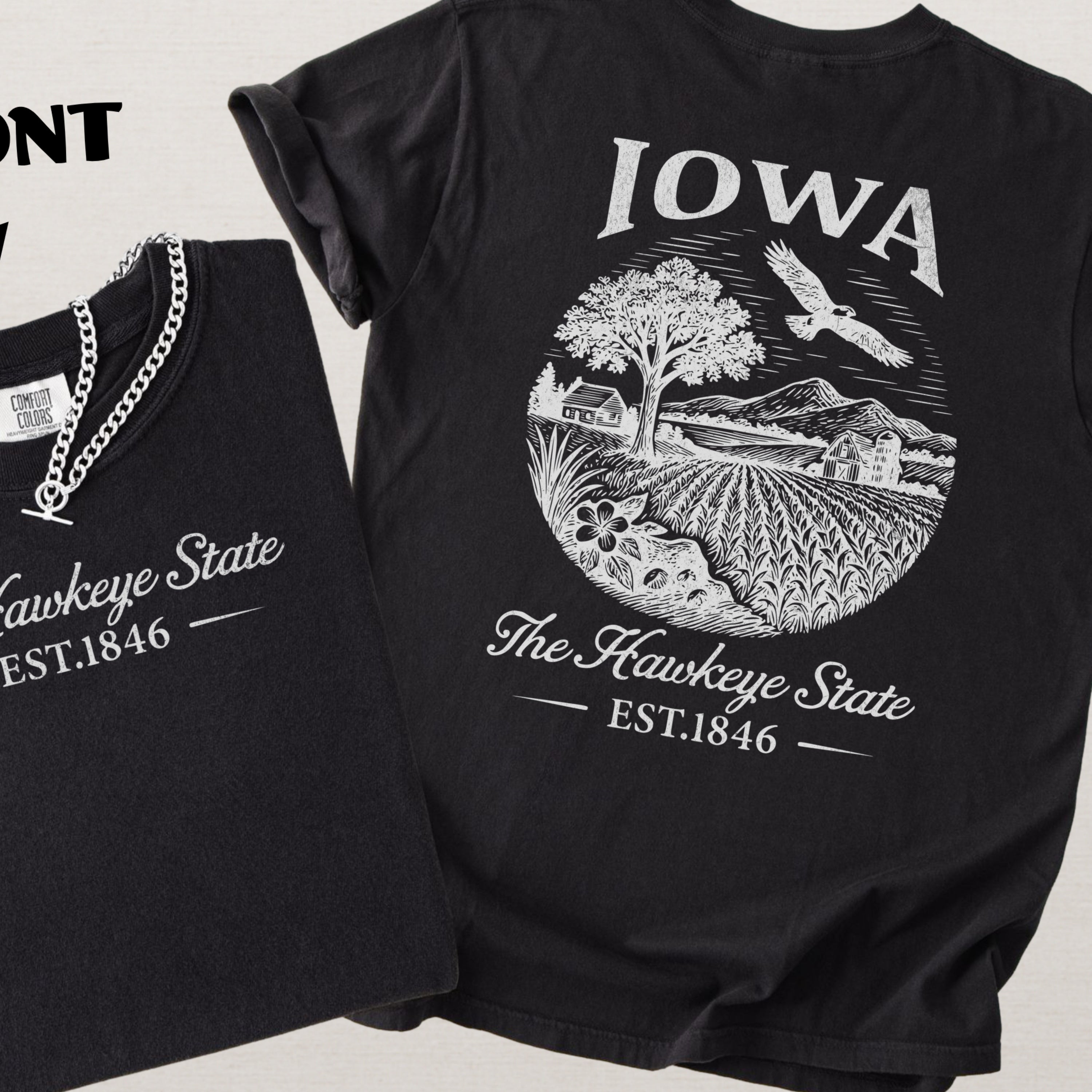 Iowa Vintage Farm and Heartland Comfort Colors Souvenir T-Shirt