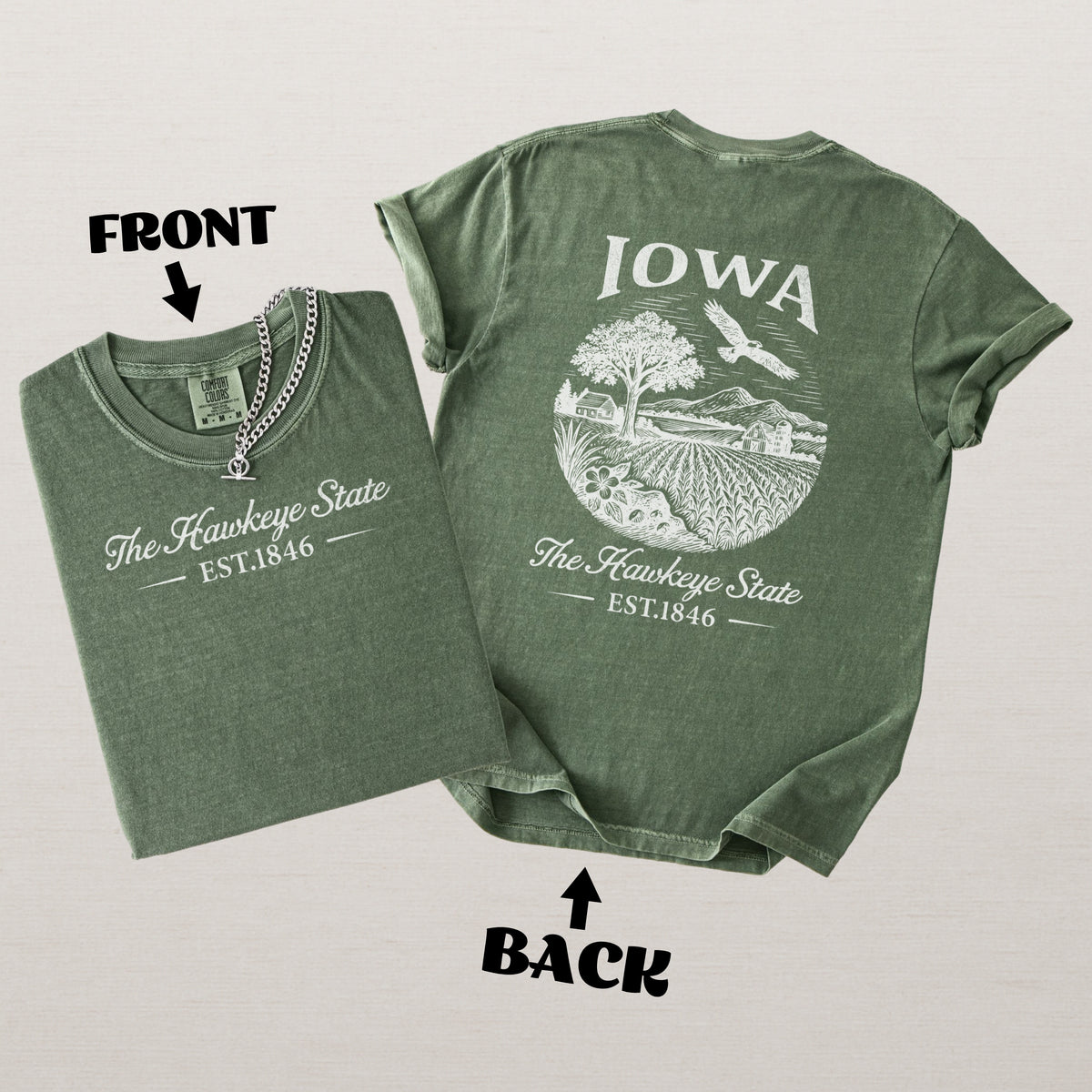 Iowa Vintage Farm and Heartland Comfort Colors Souvenir T-Shirt
