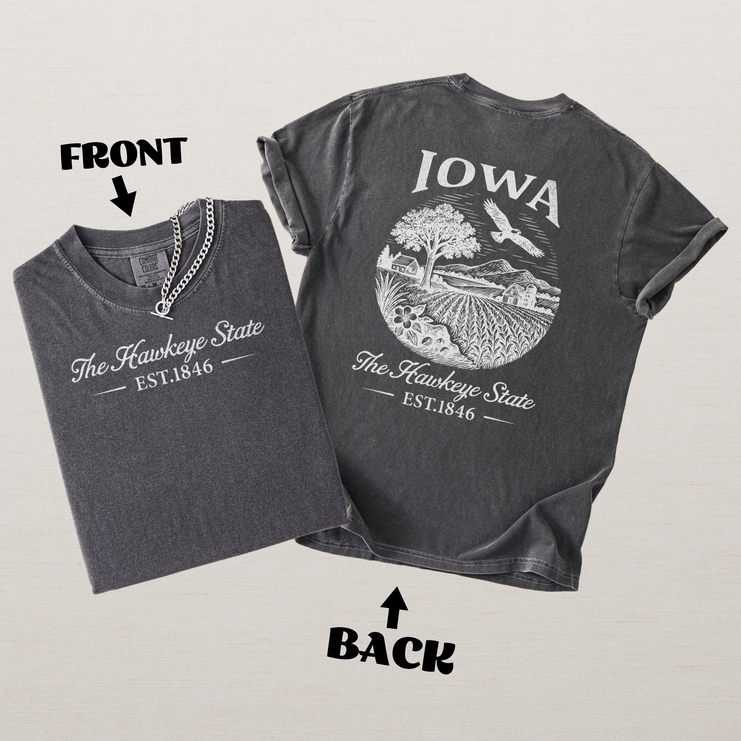 Iowa Vintage Farm and Heartland Comfort Colors Souvenir T-Shirt