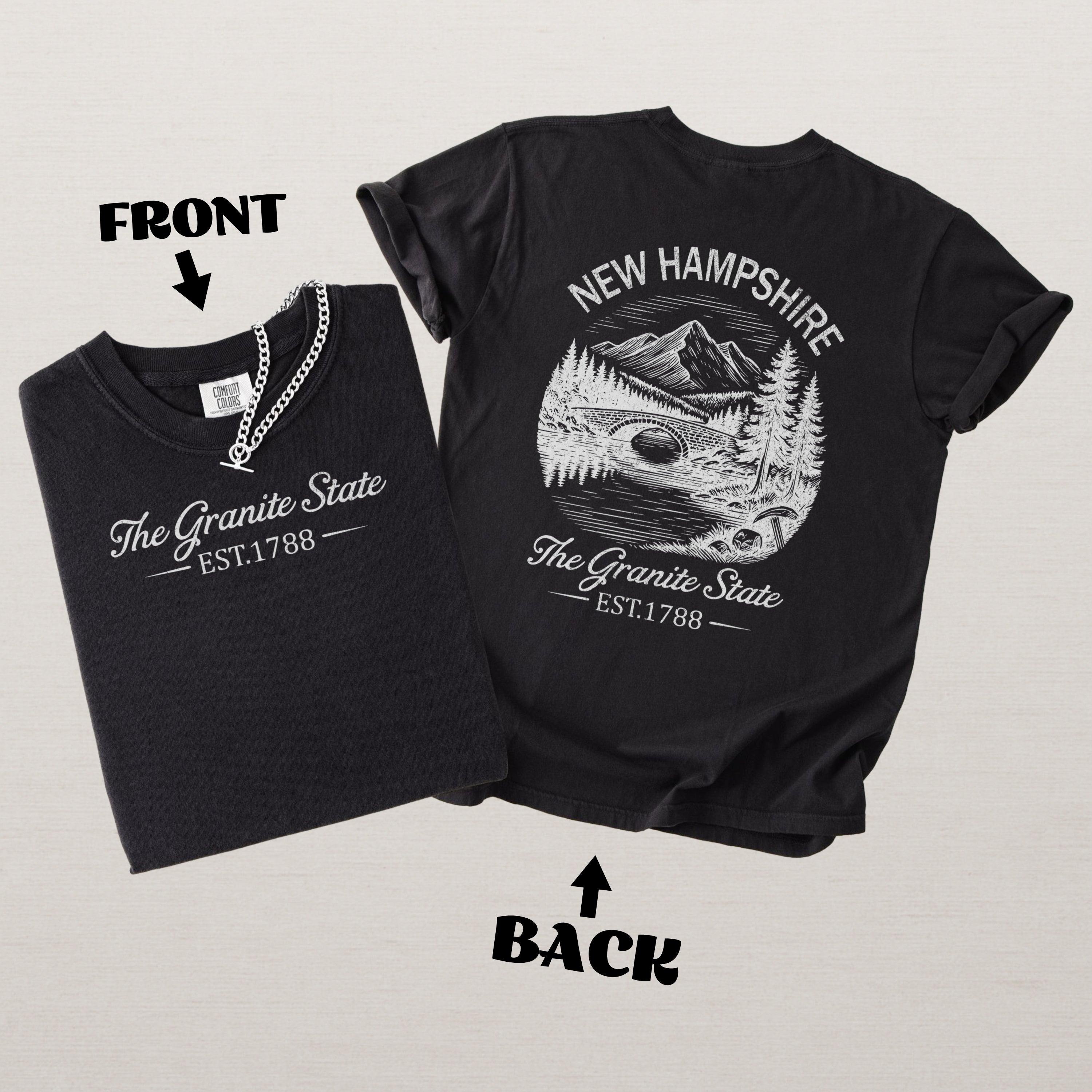 New Hampshire  Retro Mountain Granite State Comfort Colors Souvenir T-Shirt