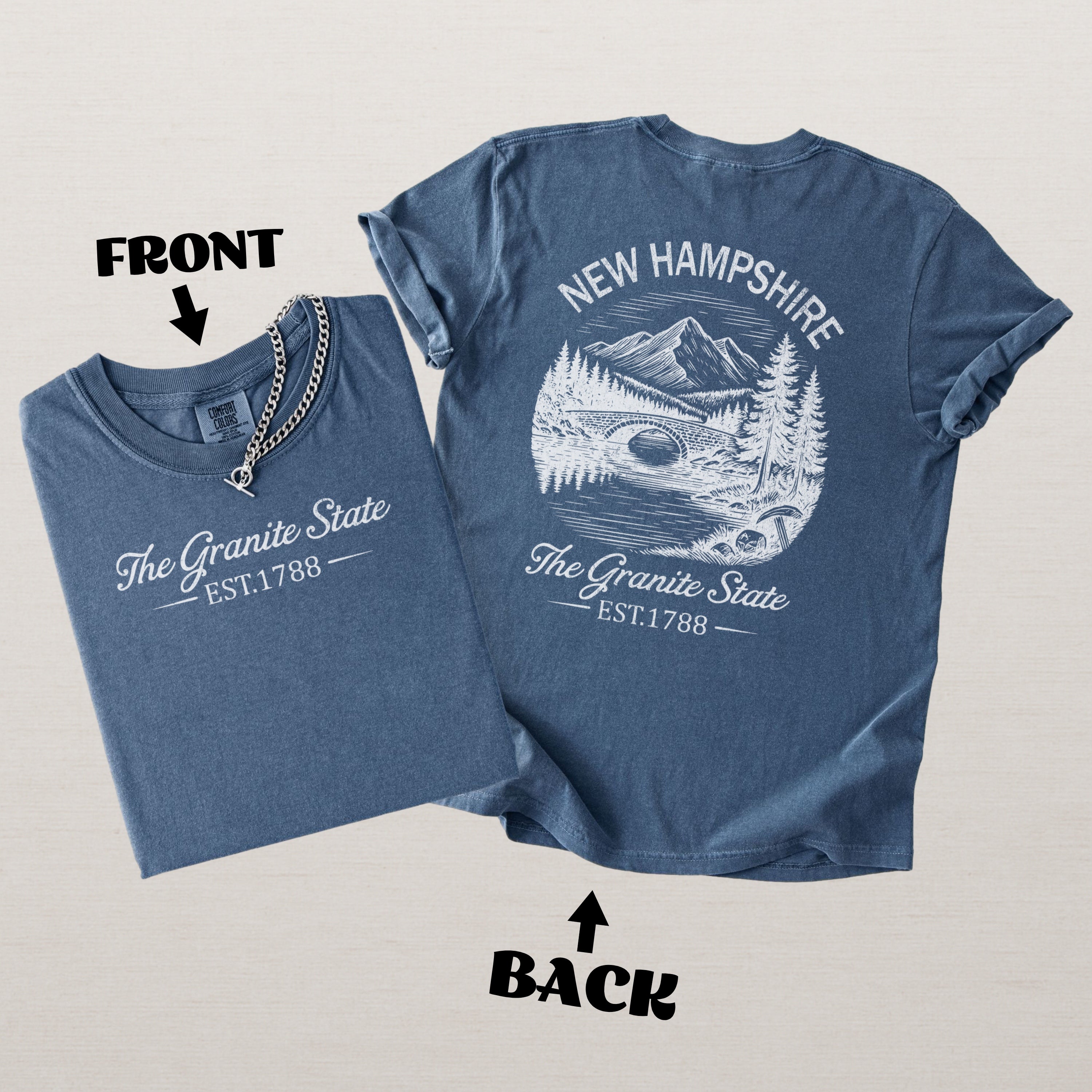 New Hampshire  Retro Mountain Granite State Comfort Colors Souvenir T-Shirt