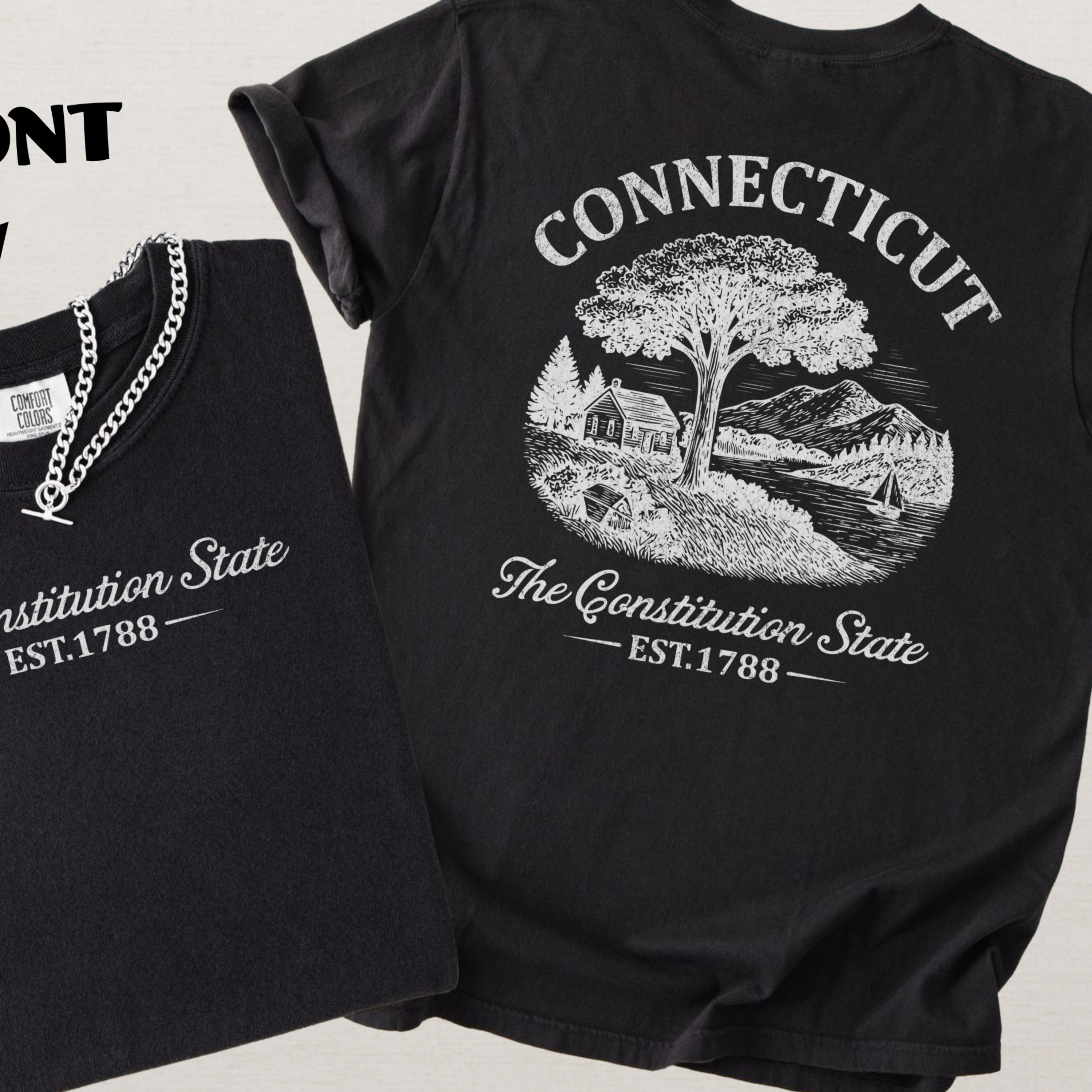 Connecticut Vintage Coastal Comfort Colors Souvenir T-Shirt
