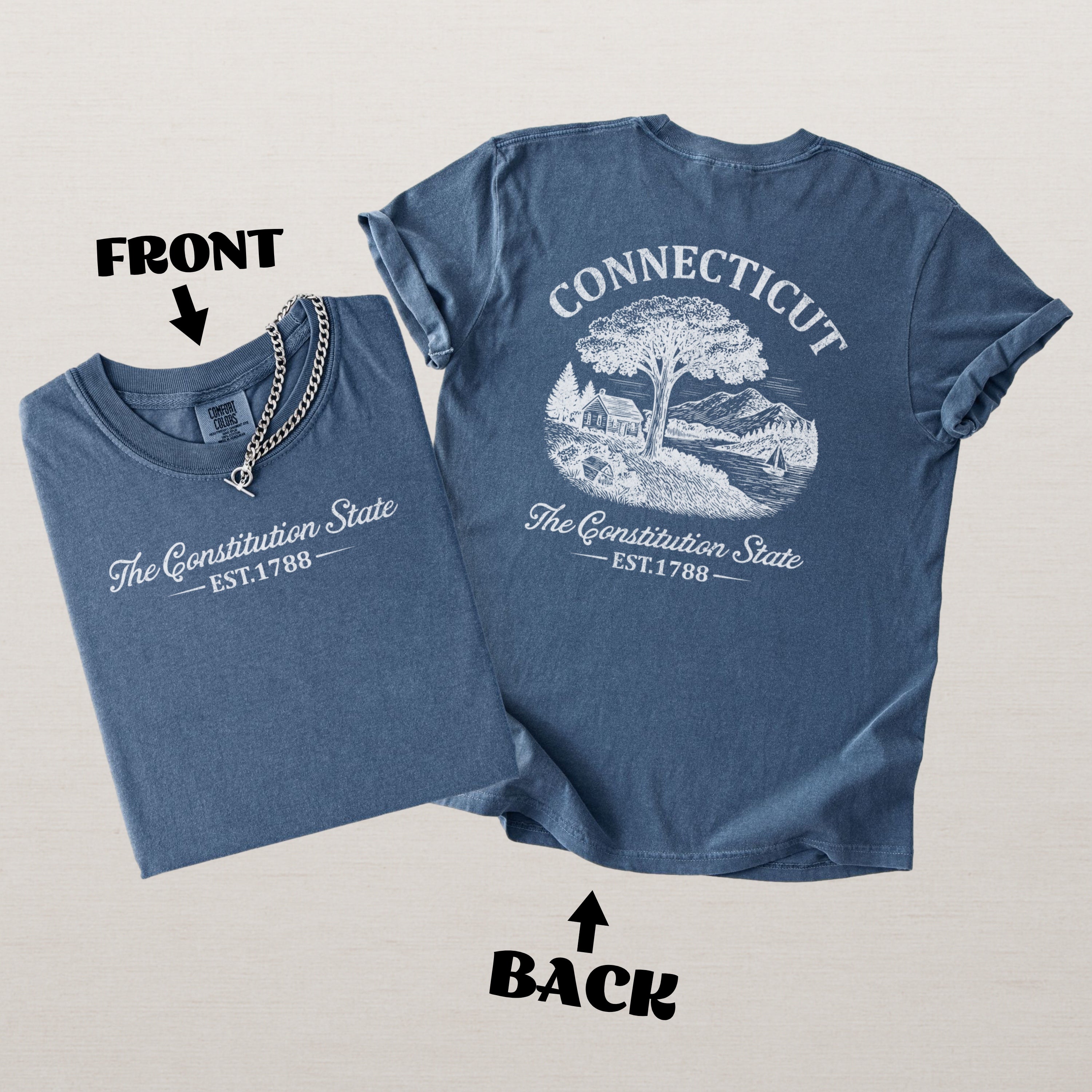 Connecticut Vintage Coastal Comfort Colors Souvenir T-Shirt