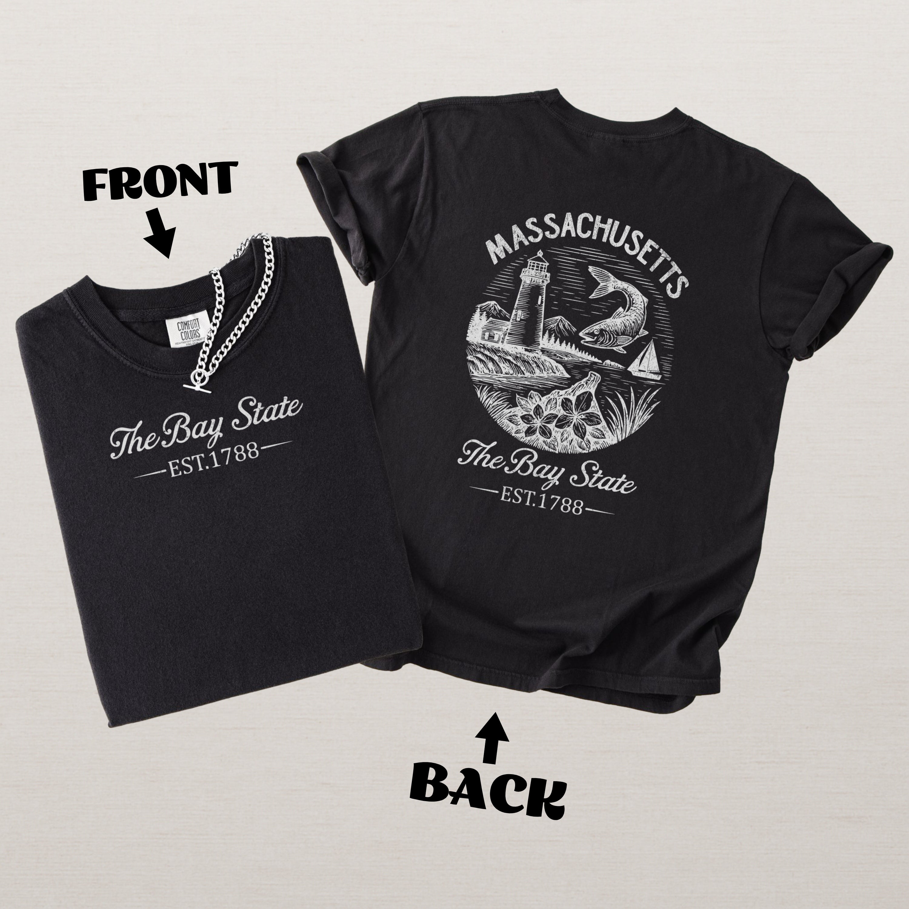 Massachusetts Retro Cape Cod Bay State Comfort Colors Souvenir T-Shirt