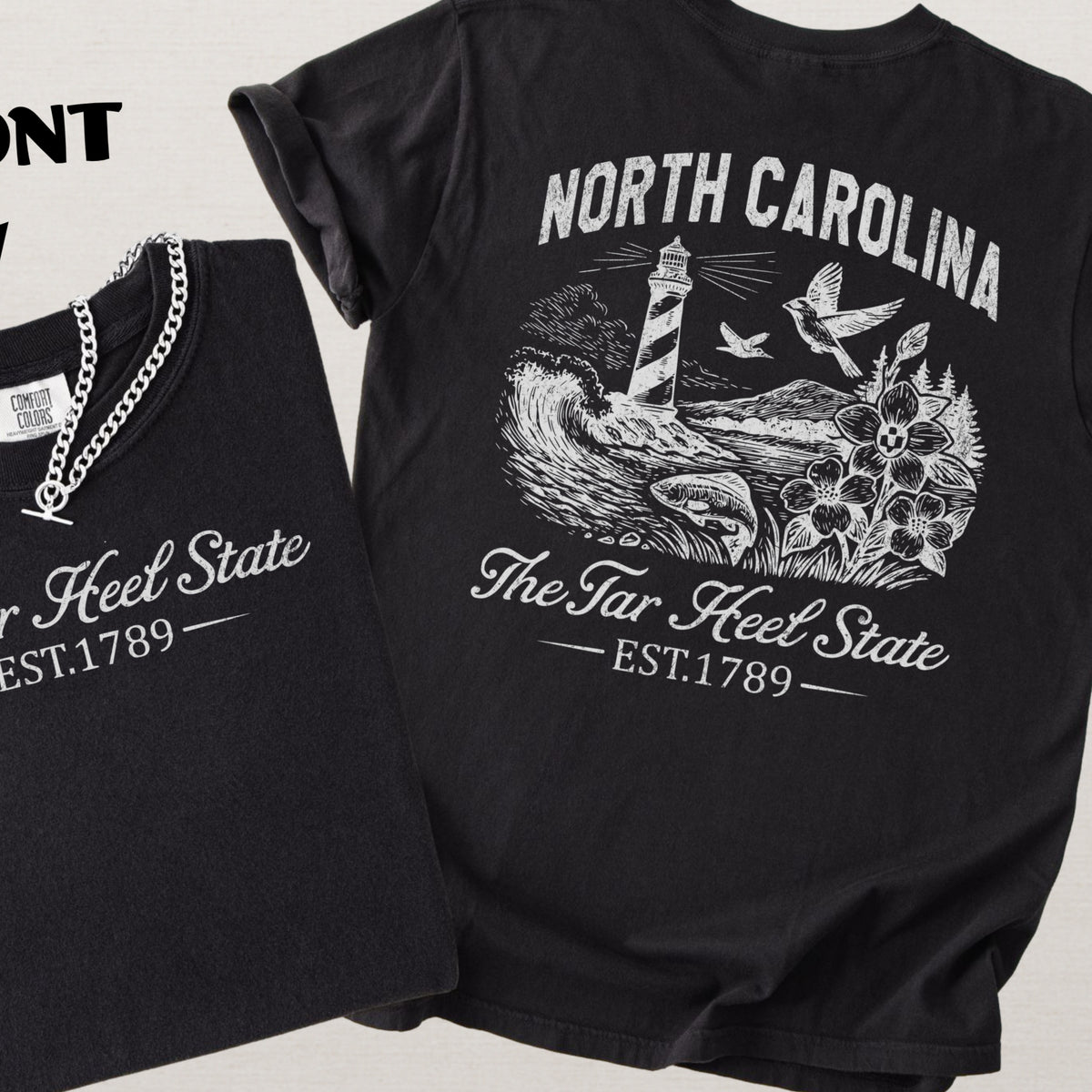 North Carolina Coastal Tar Heel State Comfort Colors Souvenir T-Shirt