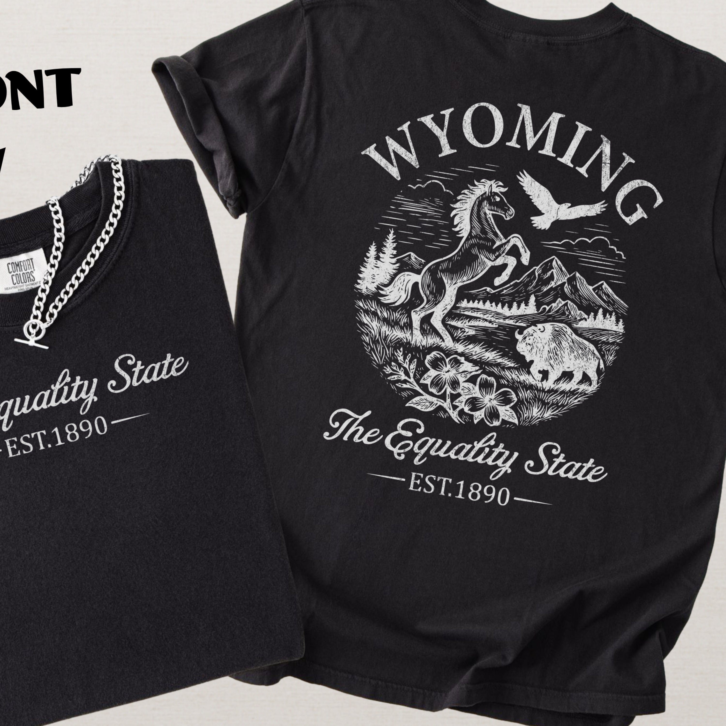Wyoming Vintage Horse Equality State Comfort Colors Souvenir T-Shirt