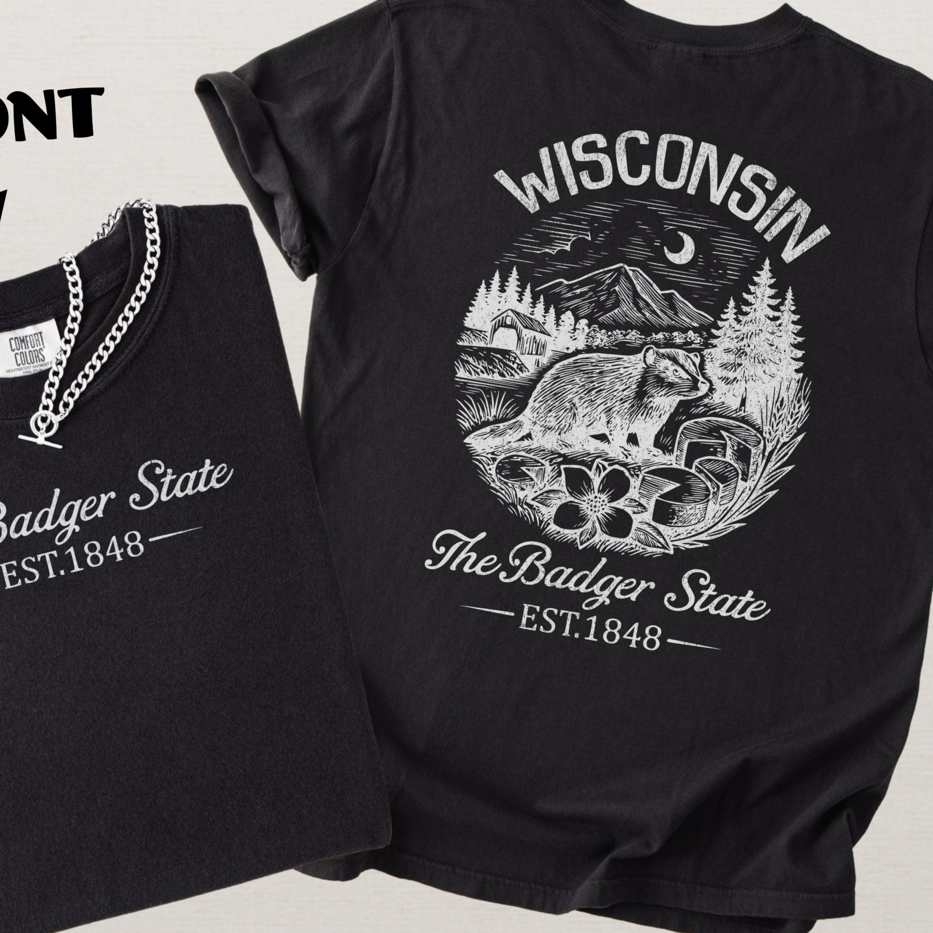Wisconsin Souvenir Vintage Badger State Comfort Colors Souvenir T-Shirt