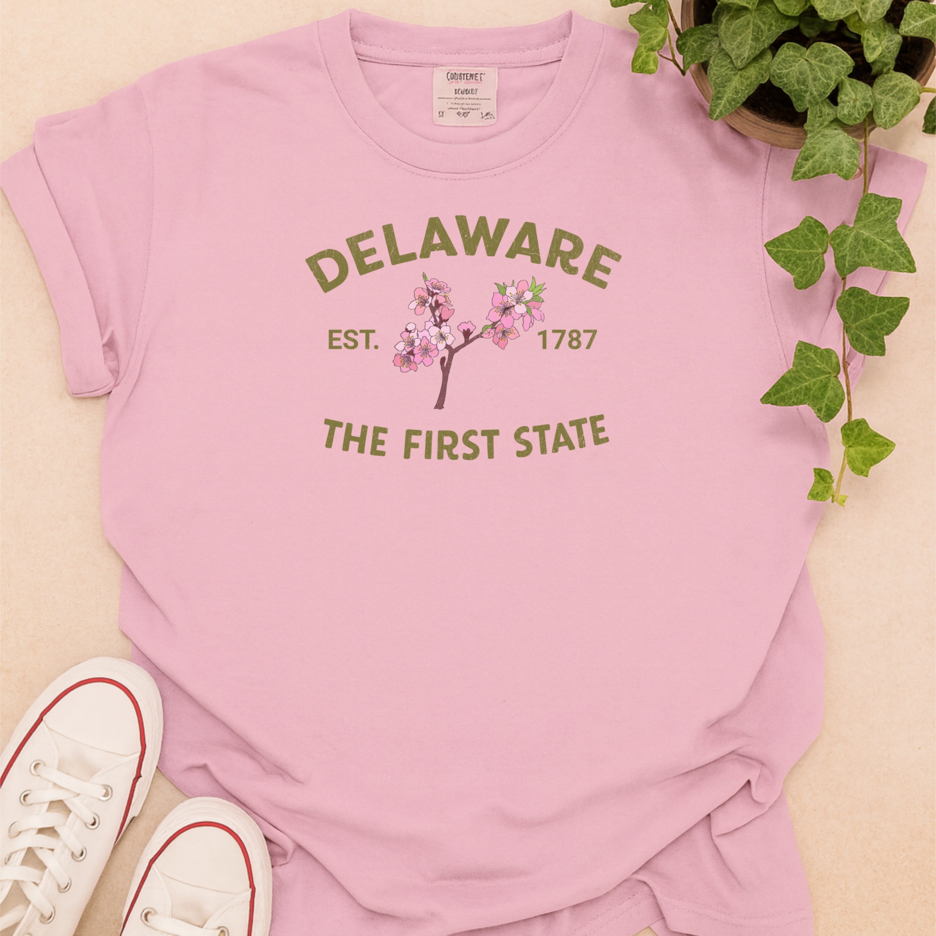 Delaware State Flower Peach Blossom Comfort Colors T-Shirt