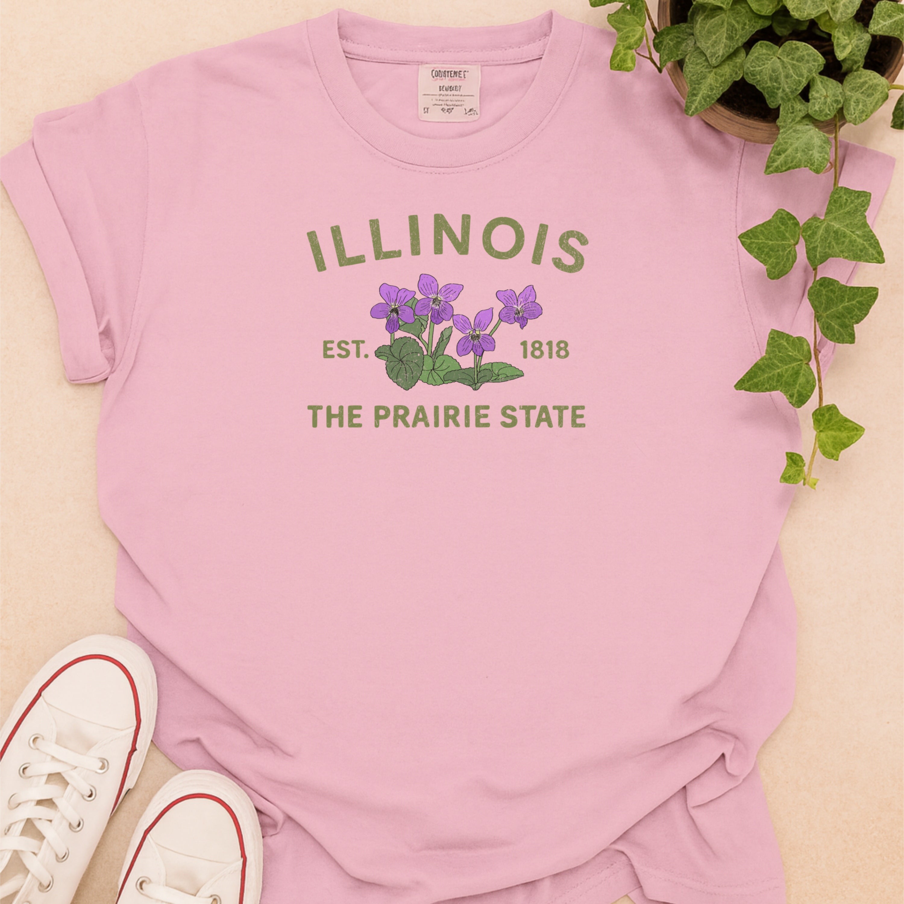 Illinois State Flower Violet Comfort Colors Souvenir T-Shirt